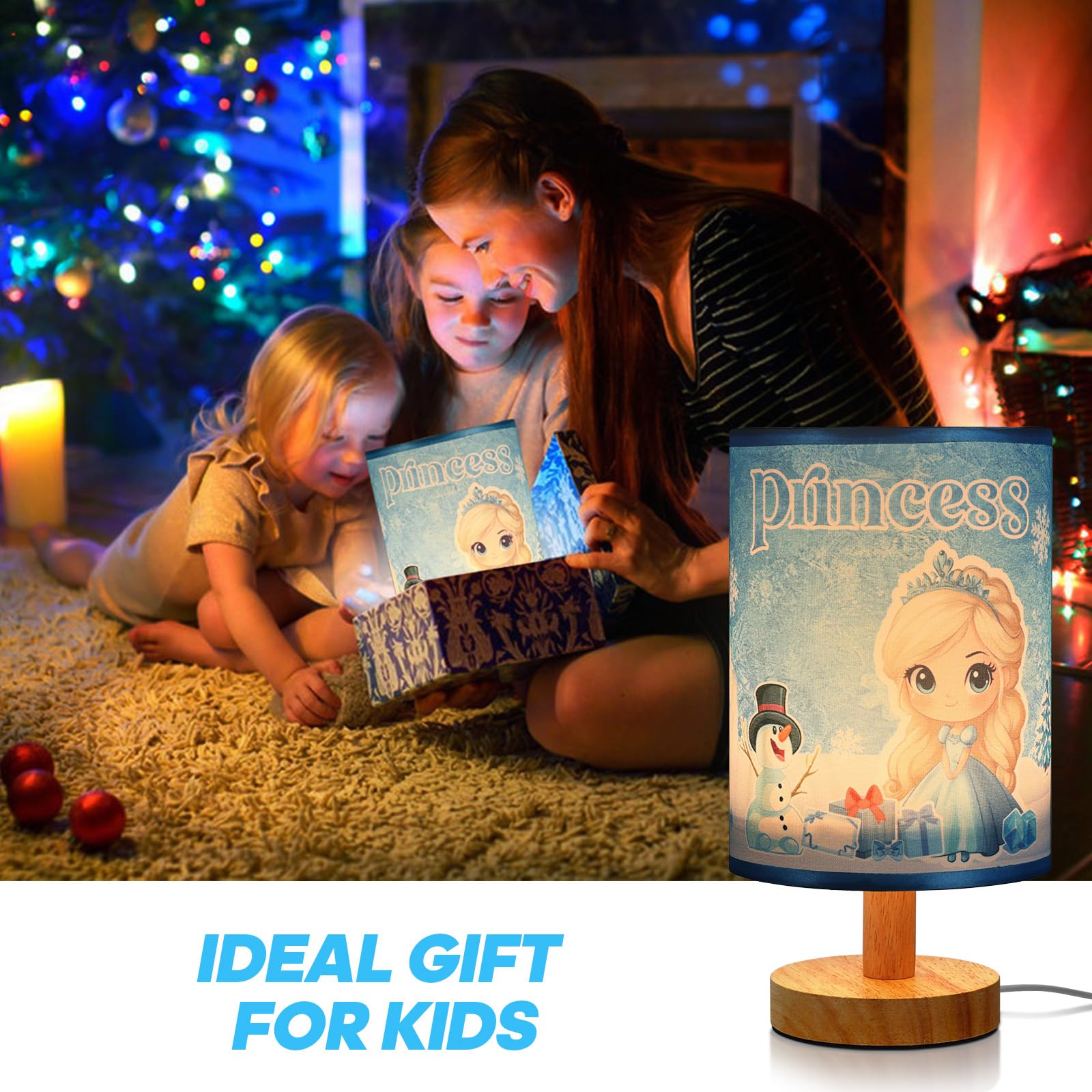 Onxe For Girls, Kids Table Lamp For Bedroom Nightstand, 3 Colors Dimmable Princess Night Light Bedside Lamp For Kids Room Girls Boys Birthday Christmas