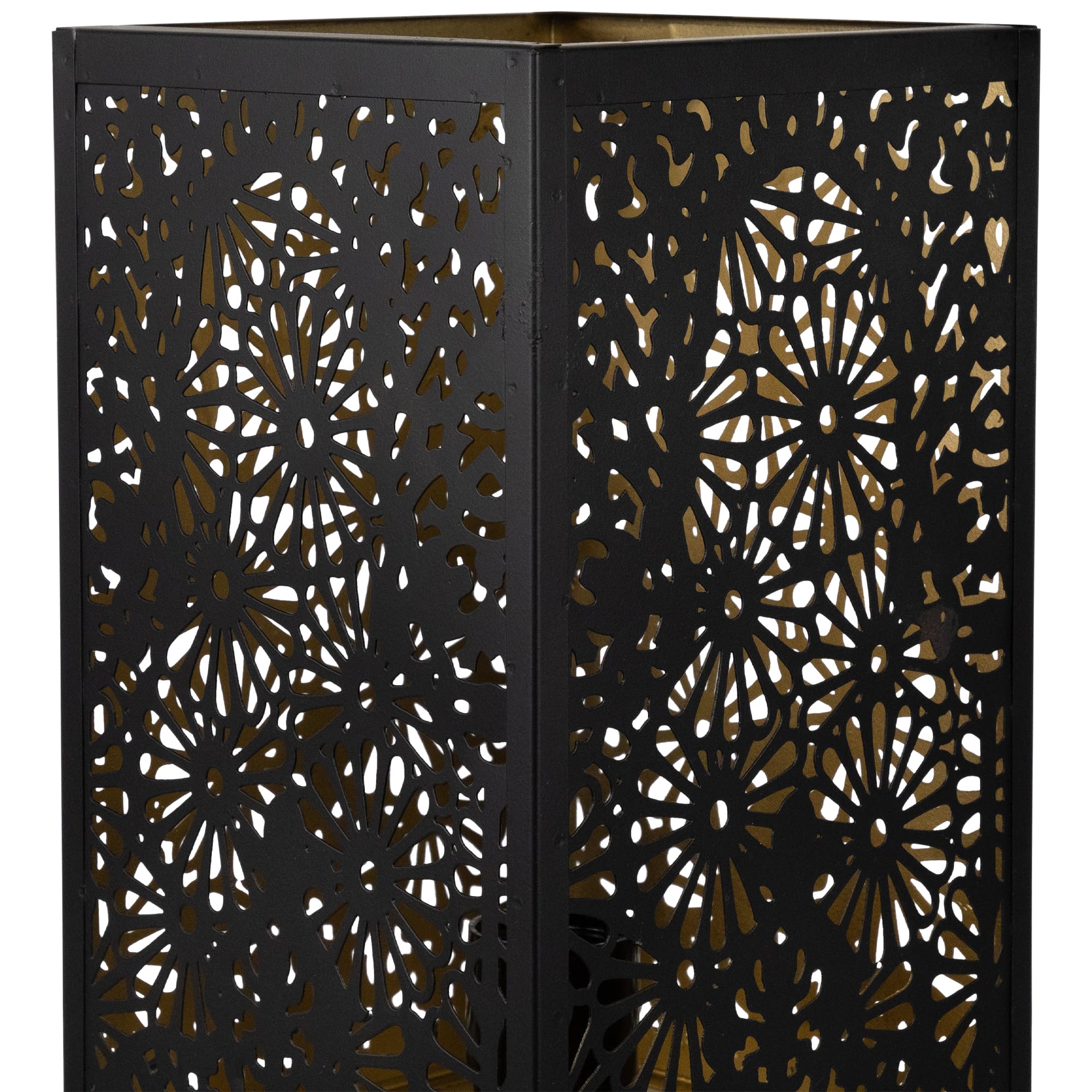 Northlight Floral Laser-Cut Iron Table Lamp - 11" - Black And Gold