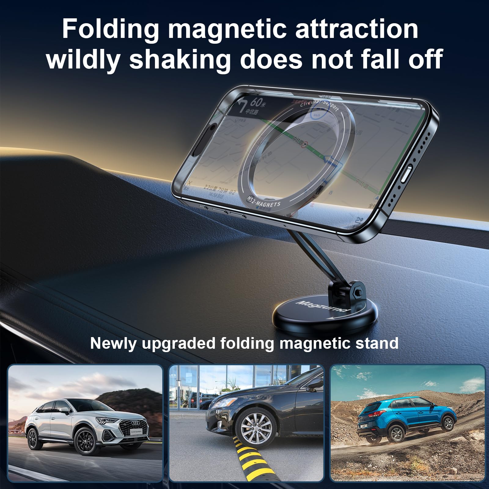 Magzurnd For Magsafe Car Holder, 17 Ultra-Strong Magnets, 360° Rotating Magnetic Phone Holder For Dashboard, Compatible For Iphone 15/14/13 Pro Max/Plus/Mini And Magsafe Cases