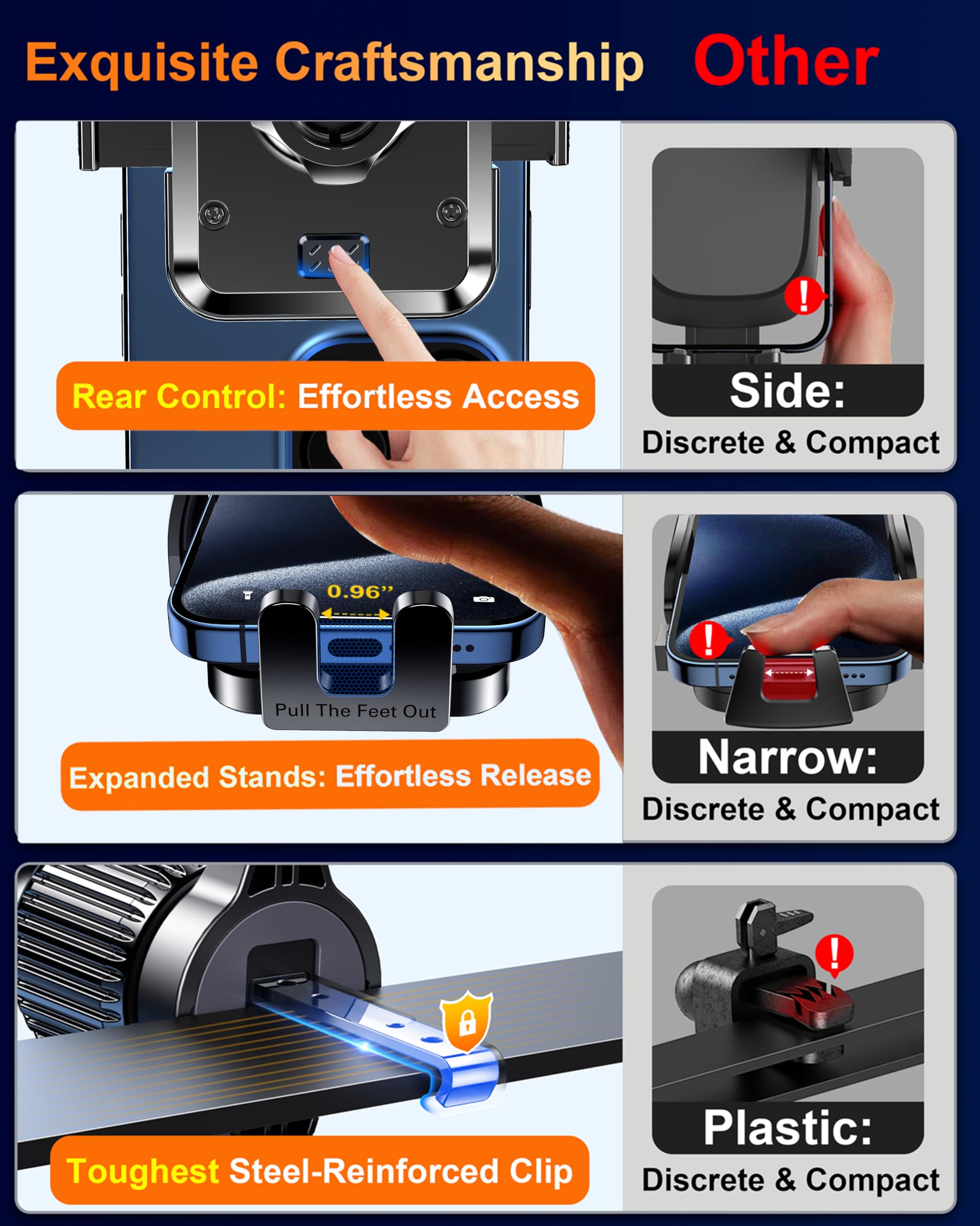 Qifutan Dash Mounted Holders Phone Holders For Your Car Phone Mount For Car Windshield Dashboard Air Vent Universal Hands  Automobile Cell Phone Holder Fit For Iphone Smartphone