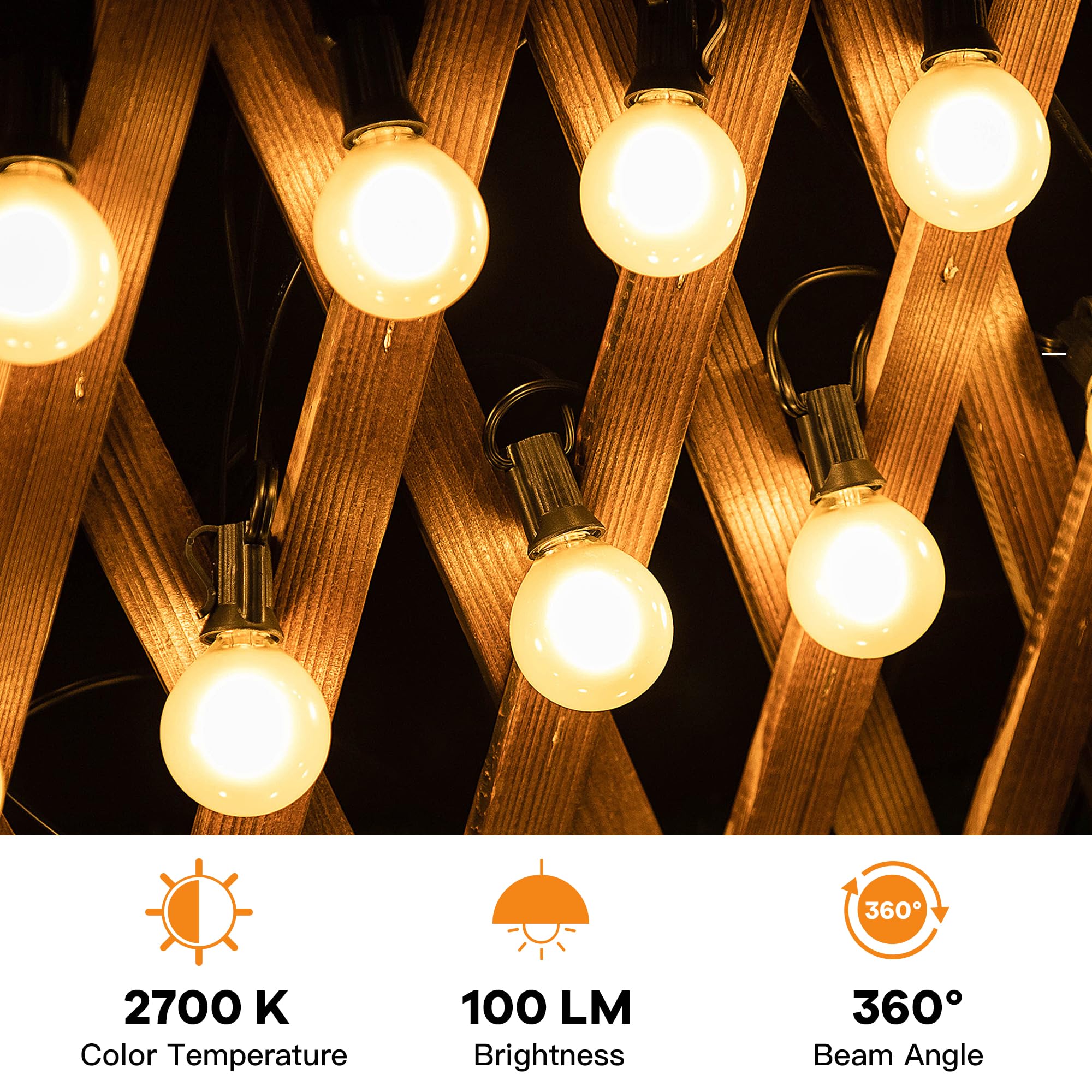 Hc G40 Led Replacement Light Bulbs E12 Led Globe Frosted Bulbs For Patio Decor Indoor Outdoor String Lights 1Watt Equivalent To 5W 10W Incandescent Bulbs,120V 2700K Warm White, 100Lm, 25-Pack