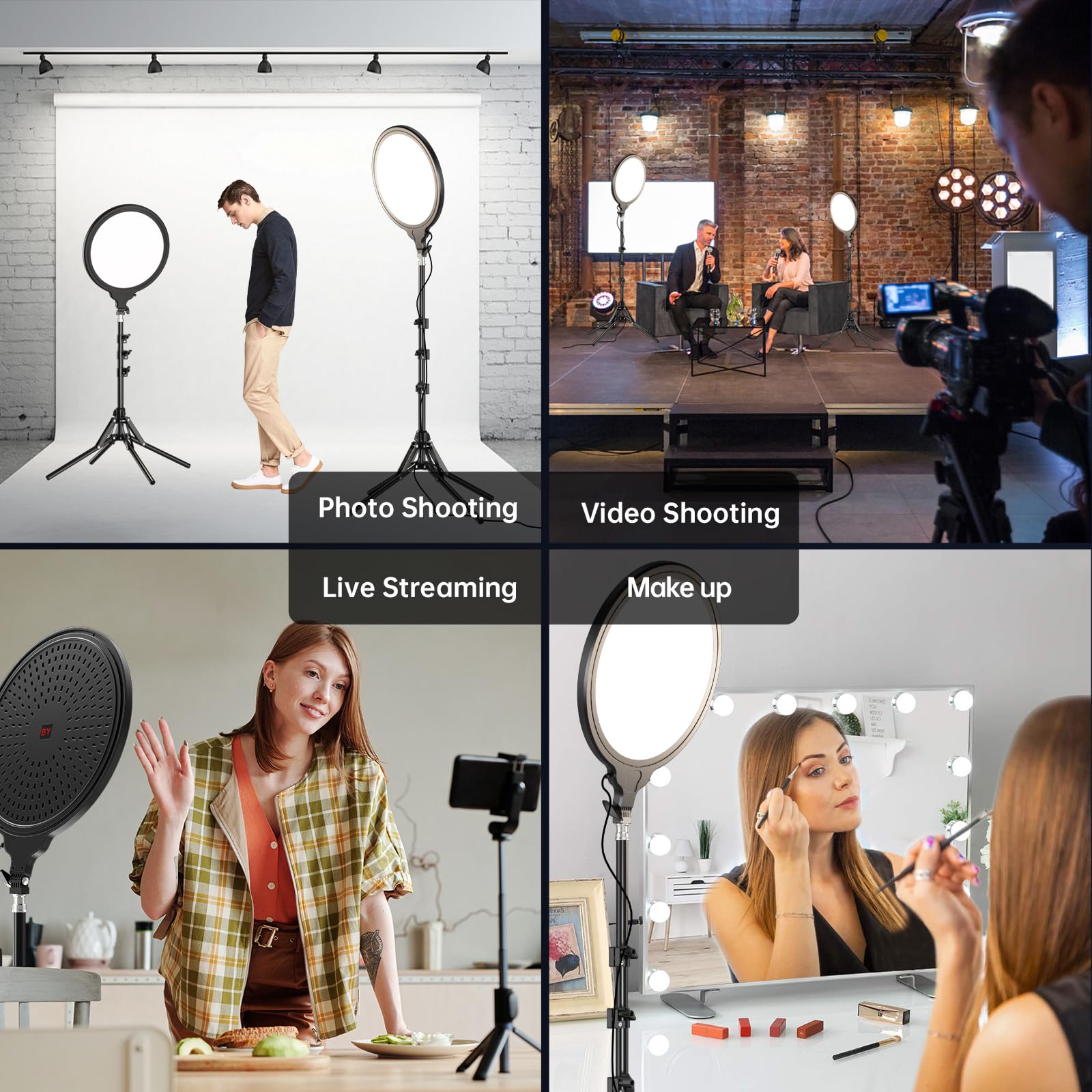 Gbyond 13.5 Inch Full Screen Ring Light With 55 Inch Adjustable Tripod Stand, Led Selfie Ring Light For Video Recording, Facial Makeup, Live Streaming, Compatible With Phones, Cameras Webcams
