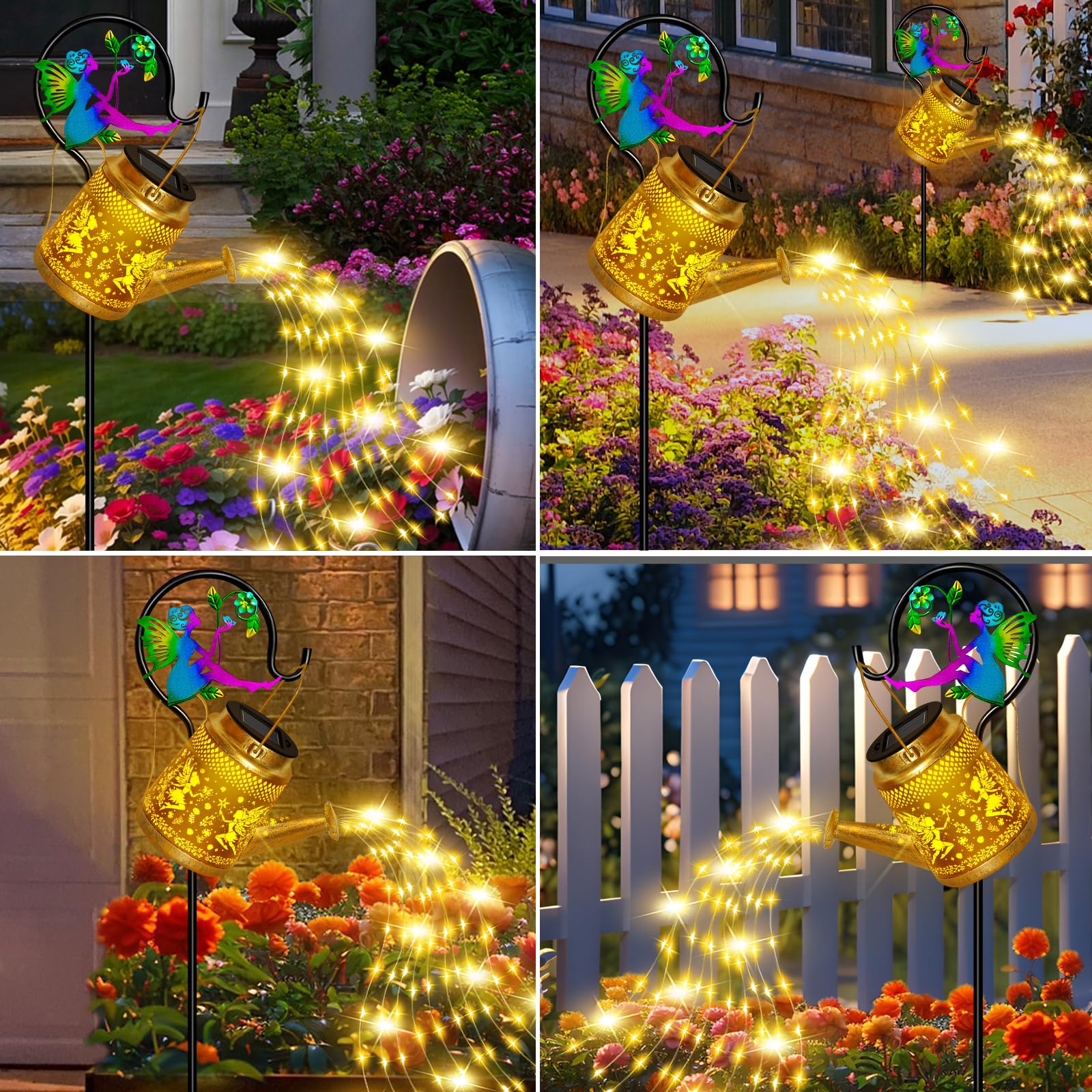 Ostritec Solar Watering Can Lights Outdoor Garden Decor, Large Fairy Hanging Lantern With Shepherd Hook, Waterproof Garden Lights For Outdoor Landscape Pathway Yard, Garden Gift For Mom Grandma