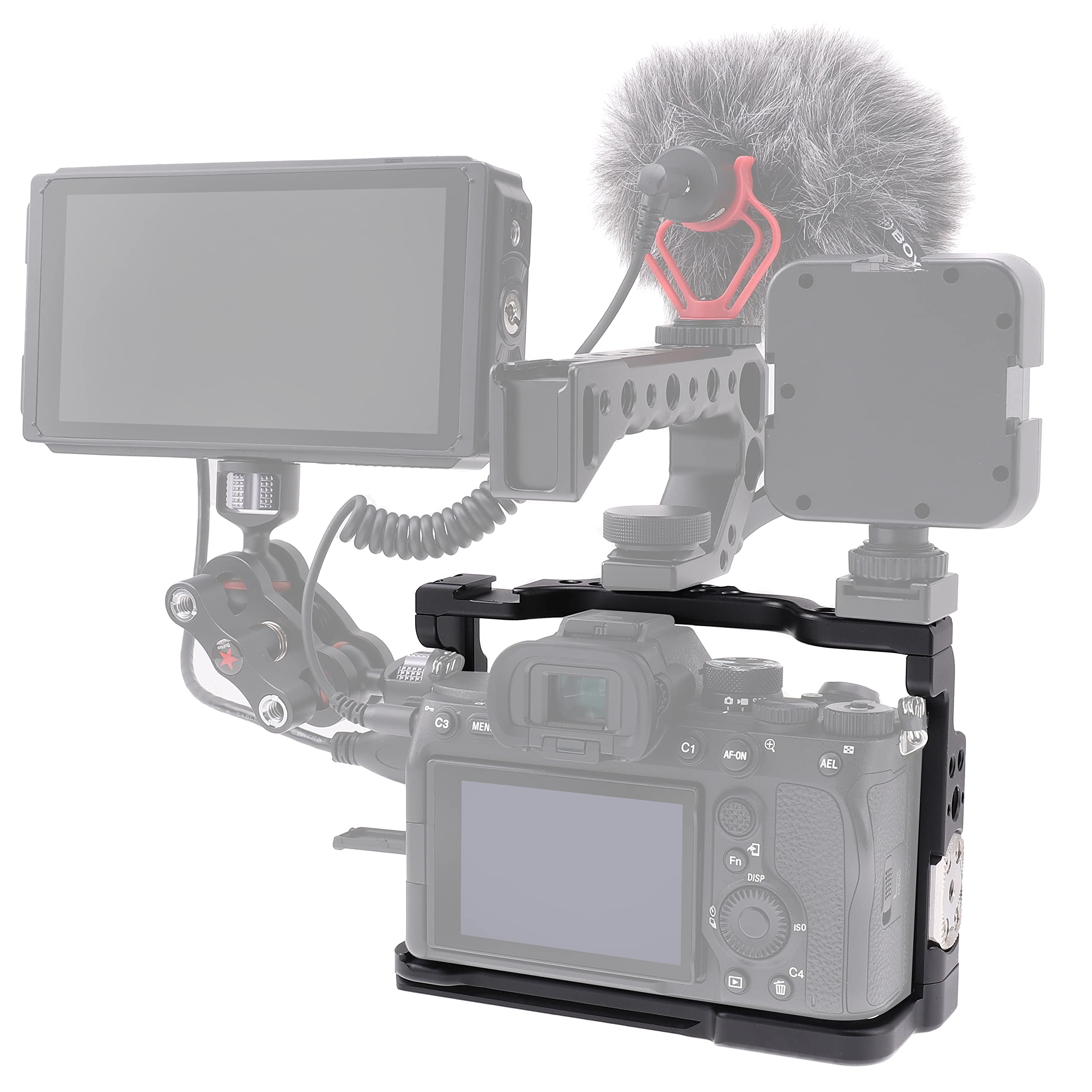 Fotga Jlwin Alloy Aluminum Camera Cage Bracket Stabilizer For Sony A7Iv A7 Mark Iv A7M4 A7Siii A7Sm3 Mirrorless Camera Video Film Making Compatible With Arca Swiss Clamp