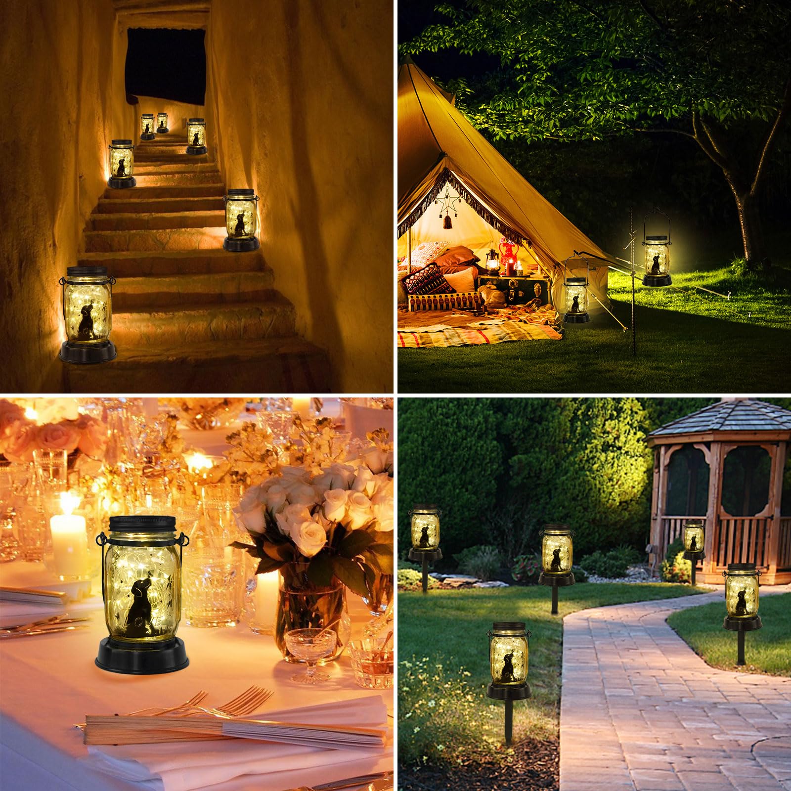 Jobosi Dog Jar Solar Light, Fairy Lantern Garden Lights, Jar Bottle Light, Solar Lanterns Outdoor Garden Decor, Mom Gift, Grandma Gift,  For Mother