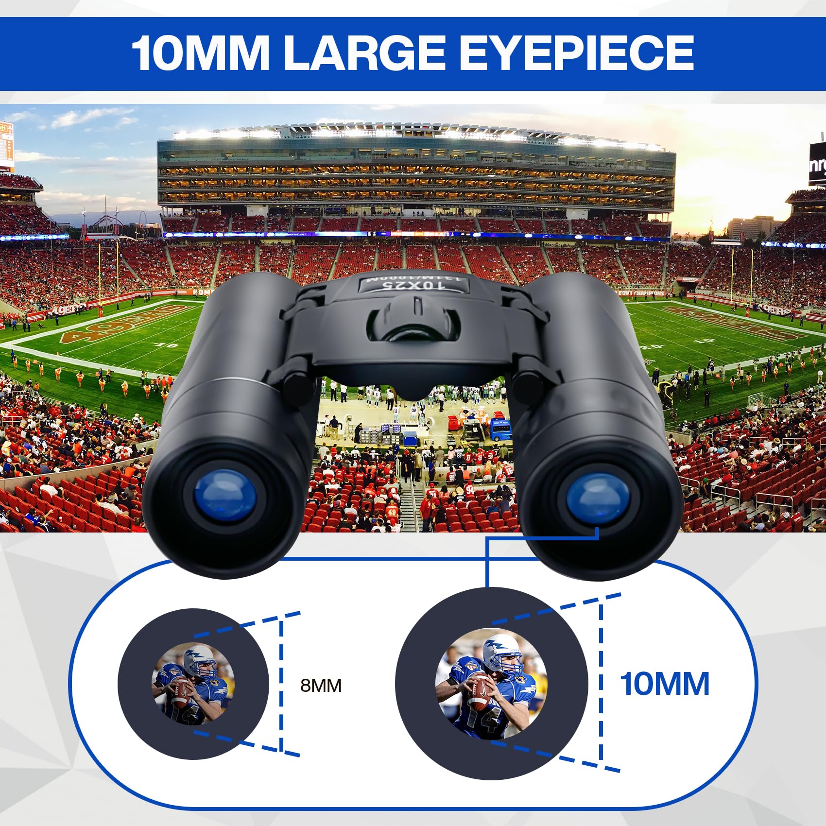 Midoo 10X25 Compact Binoculars For Adults Kids, Binoculars For Concerts And Bird Watching Cruise Ship Essentials Hunting, Waterproof Binoculars With Low Light Night Vision