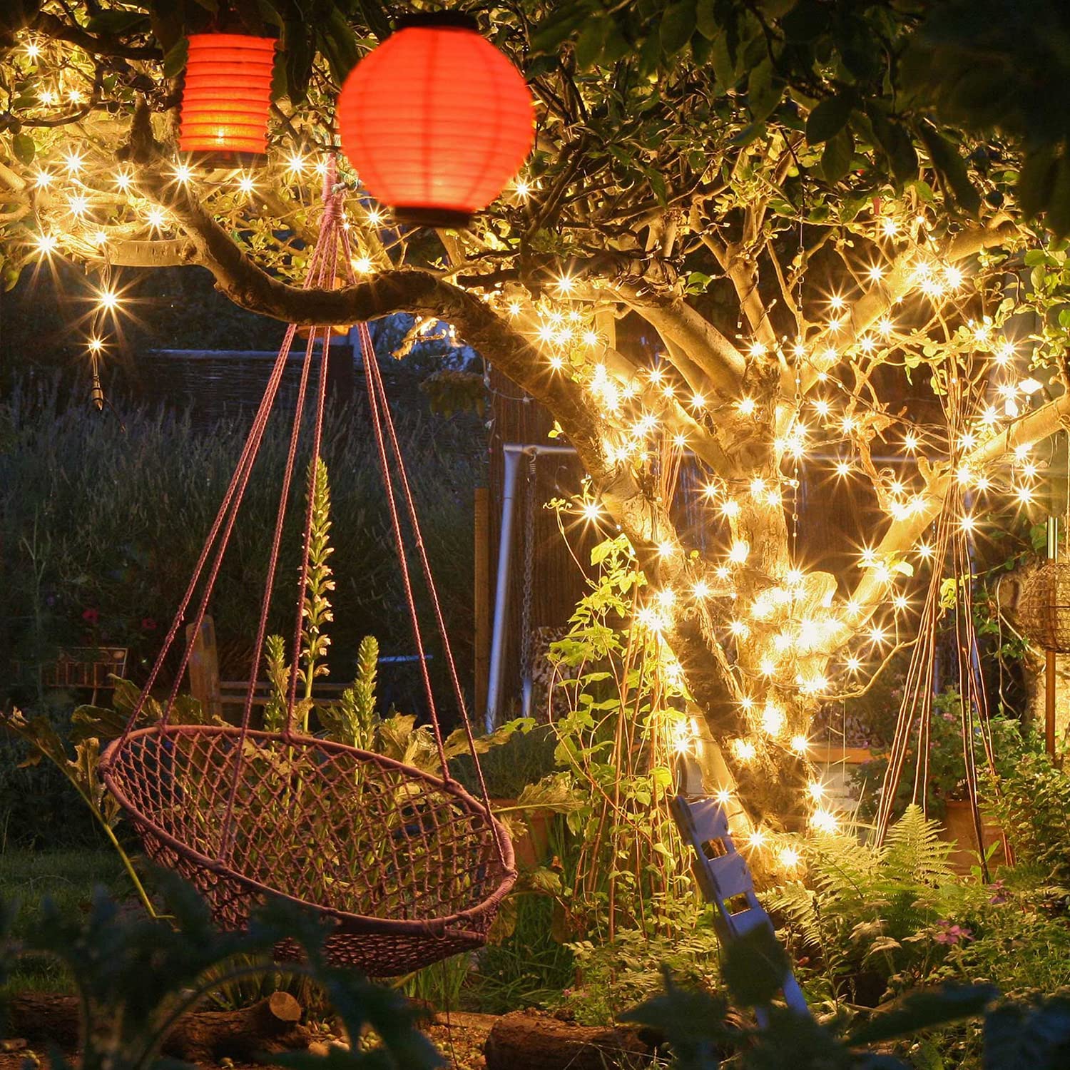 Ishabao Solar Christmas Lights Outdoor, 33Ft 100 Led Solar Fairy String Lights 8 Modes Waterproof Xmas Lights For Garden, Patio, Home, Party, Wedding, Holiday, Tree, Bush, Wreath, Outdoor Decor (Warm White)