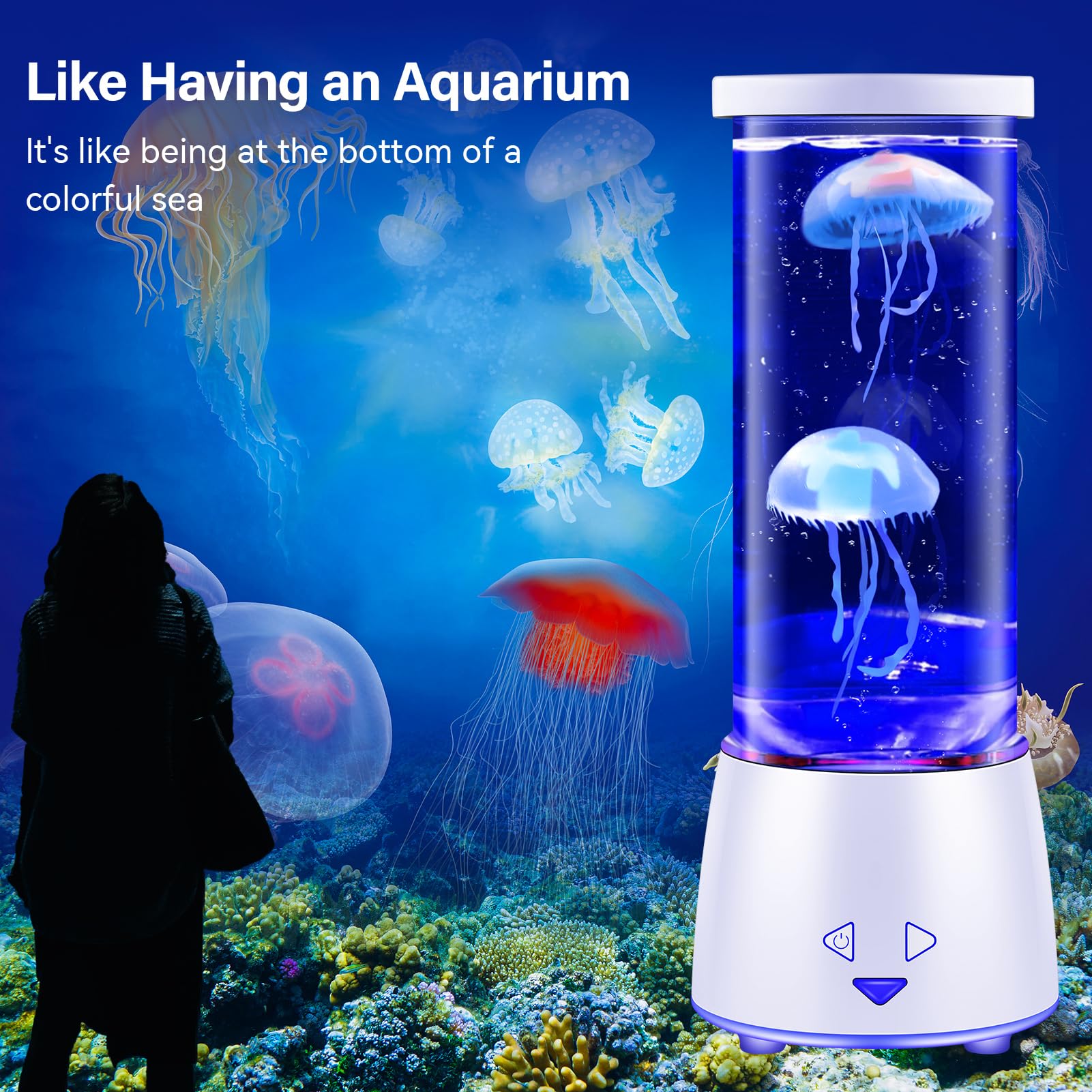 Dalavalampa Led Jellyfish Tank Table Lamp With Remote Control, 17 Color Changing Night Light Aquarium Lamp Ambient Light For Living Room Bedroom Office, Christmas Holiday Birthday For Kids Adults Women Men
