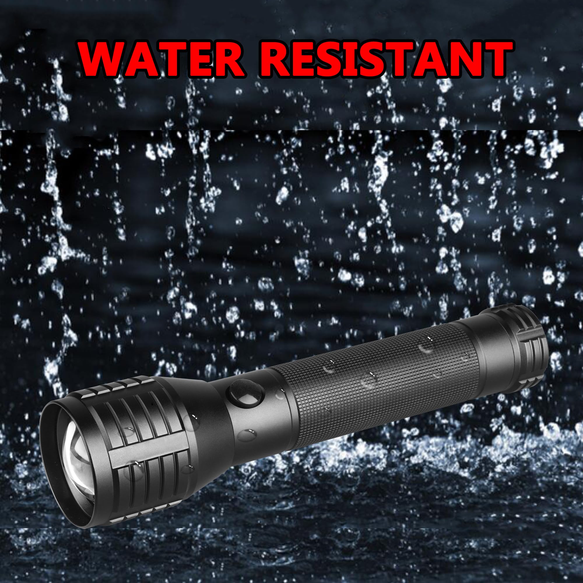 Denarp Heavy-Duty Led 2-Cell D Battery Flashlight, 3 Modes & Zoomable, High Lumens Powerful Flashlights For Hunting, Boating, Power Outages
