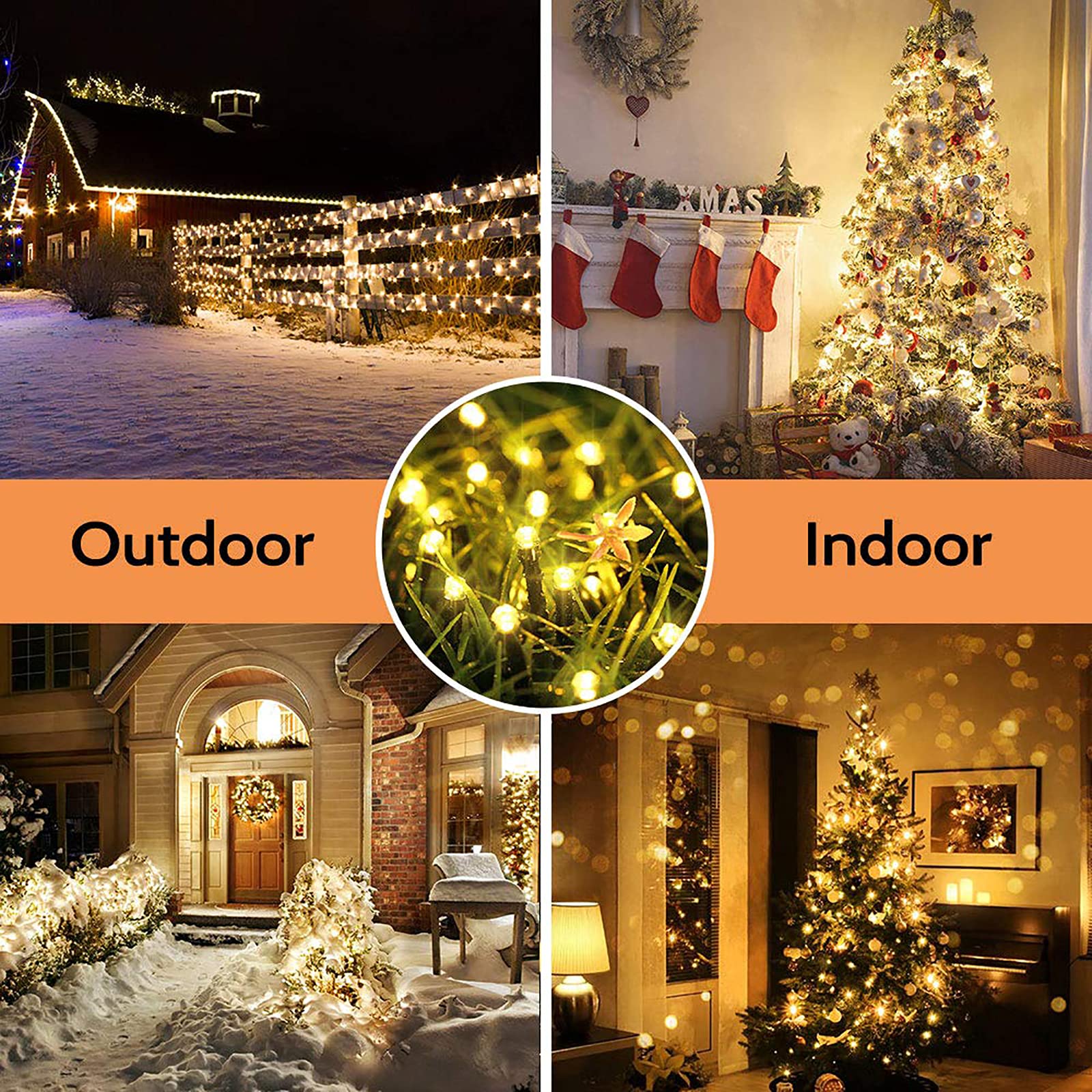 Toodour Solar Christmas Lights, 72Ft 200 Led 8 Modes Outdoor Christmas String Lights, Waterproof Solar Fairy Lights For Christmas Tree, Fence, Holiday, Party, Balcony, Christmas Decor - Warm White