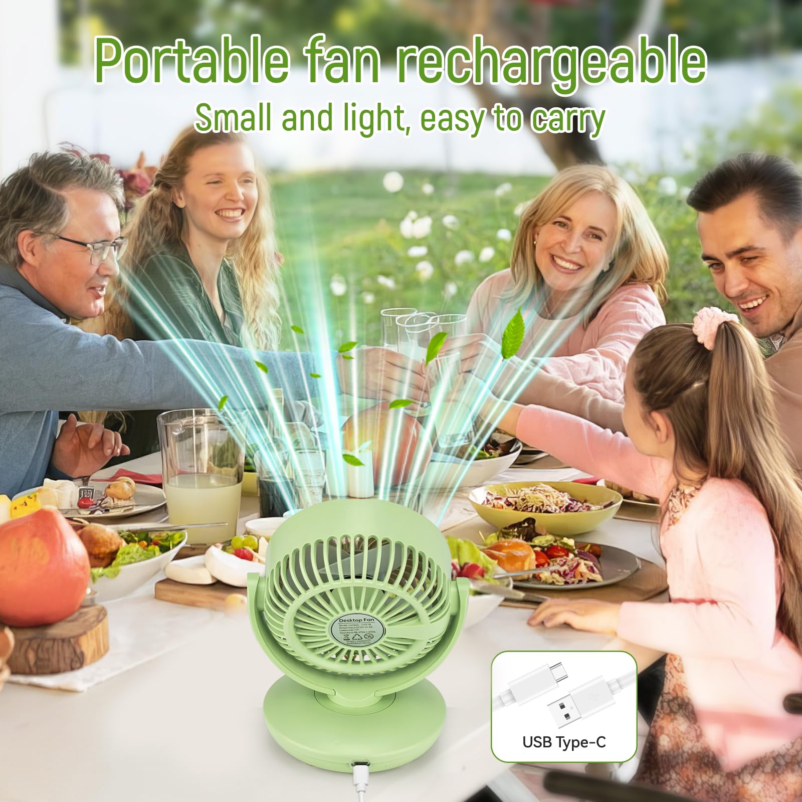 Portable Fan Rechargeable,Battery Operated Small Powerful Personal Fans,Multi-Angle Free Wind Direct