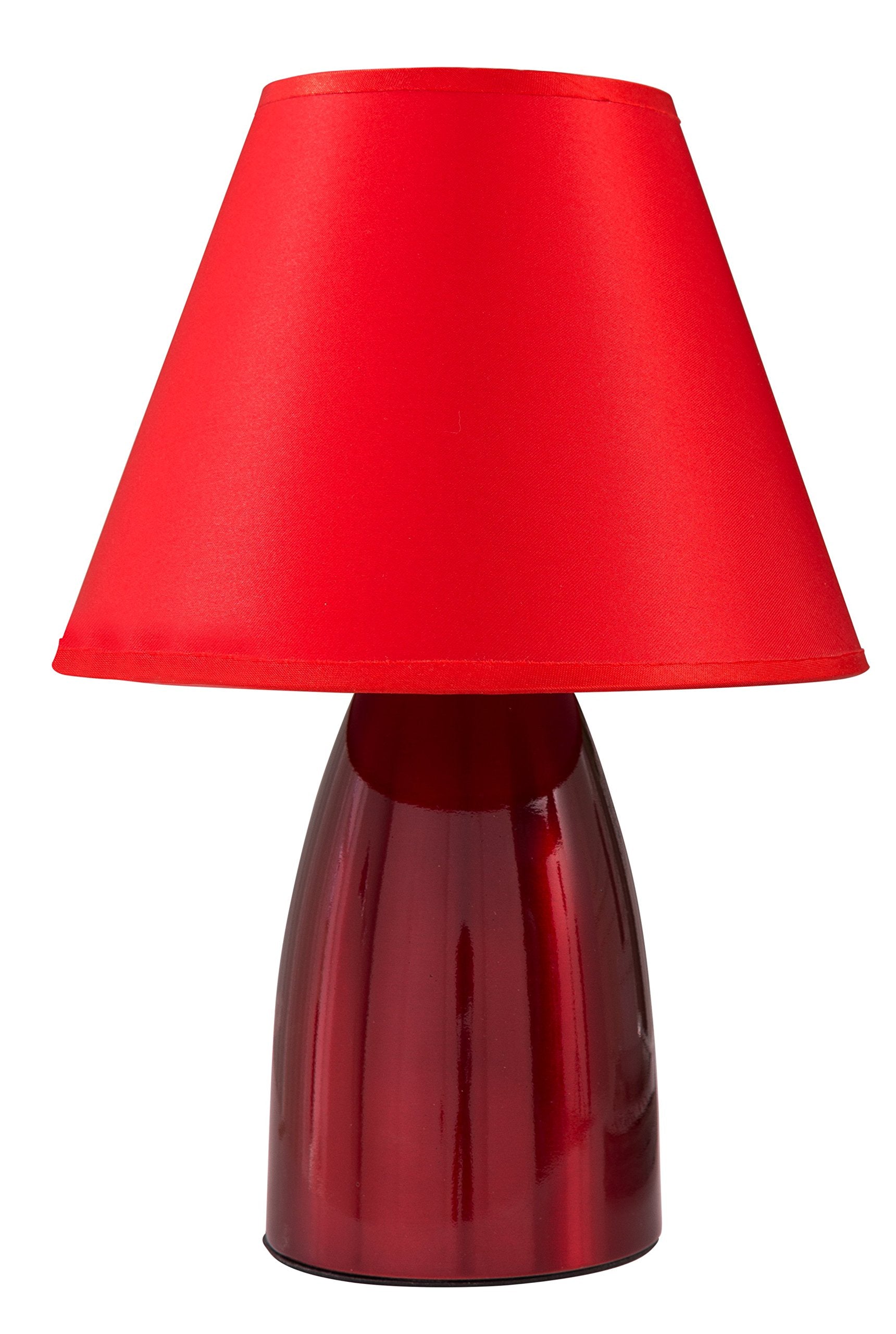 Kb Designs Red Metal Body & Fabric Shade Table Lamp For Bedroom Living Room Kids Study Room Office