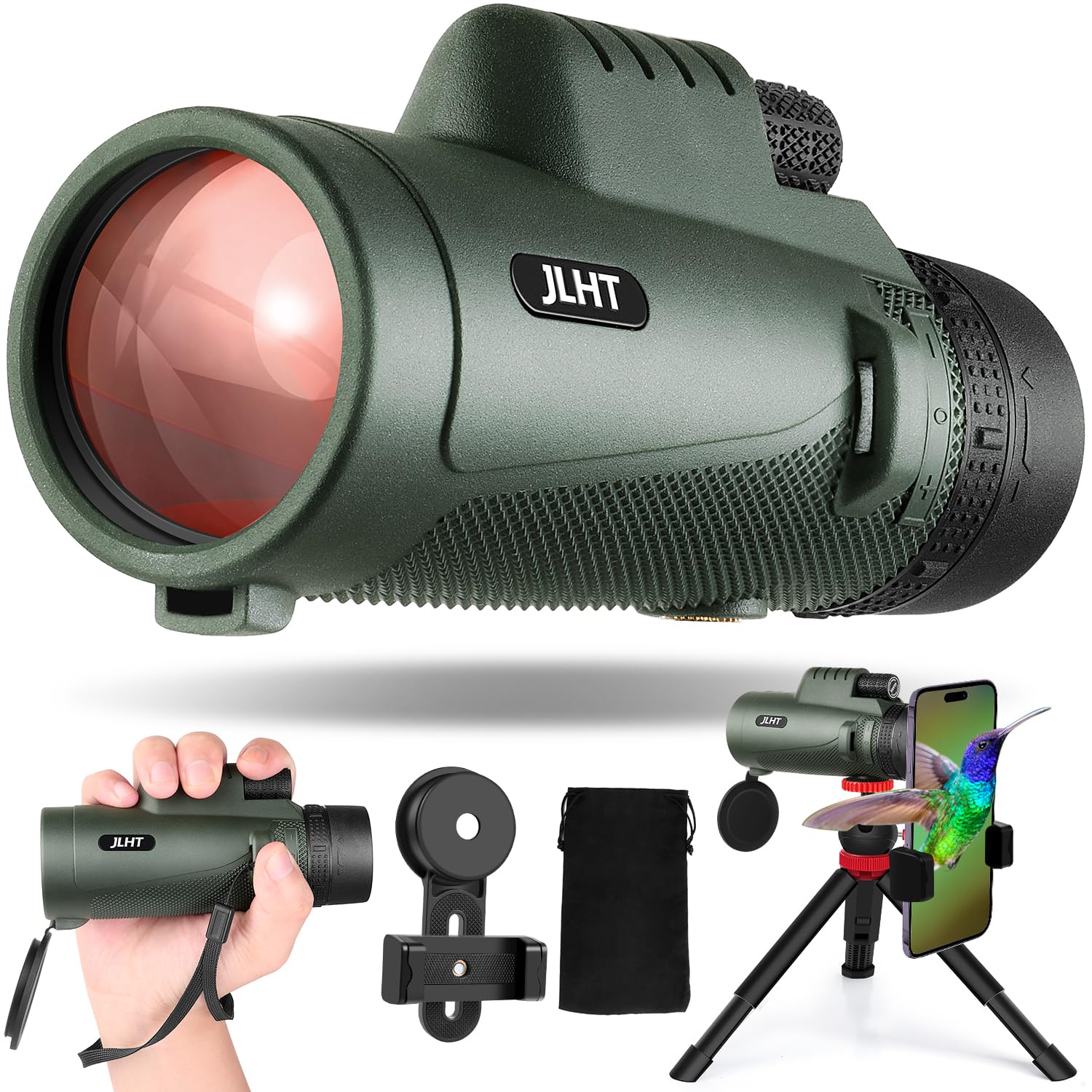 Chicy 40X60 High Power Monocular With Smartphone Adapter, Tripod, Bag - Bak4 Prism And Fmc Lens For Bird Watching, Hunting, Hiking, Camping