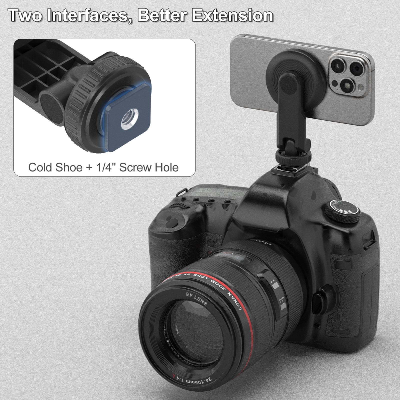 Minifocus Magnetic Tripod Phone Mount Adapter With Cold Shoe, Compatible With Magsafe For Iphone 16/15/14/13/12 Series, Magnet Phone Holder For Camera, Tripod, Ring Light, Selfie Stick