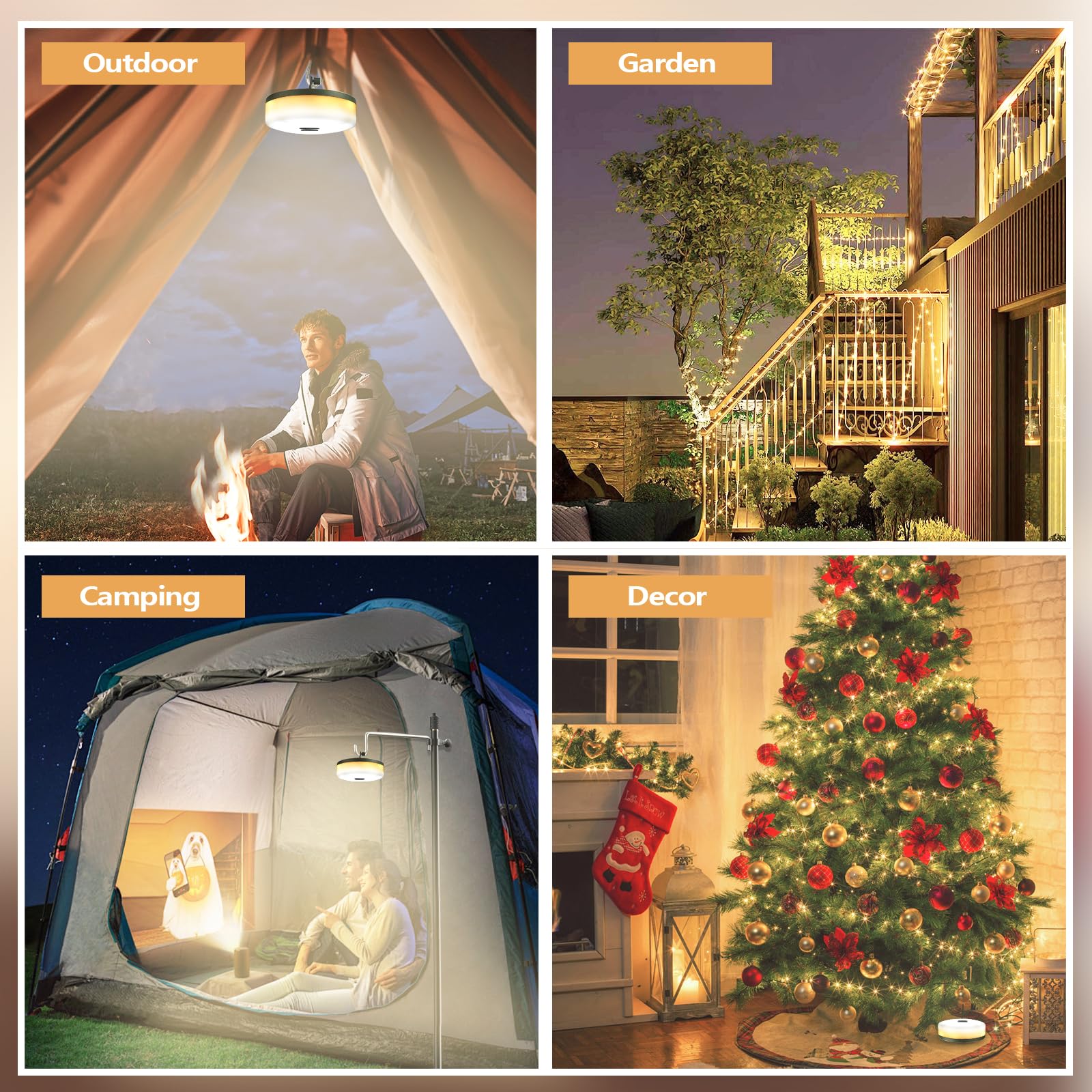 Ehome Camping String Lights, 2 In 1 Tent Lights With 8 Lighting Modes 32.8Ft Rechargeable Waterproof Portable Led Tent Lights For Camping, Camp Light For Camping, Yard, Hiking, Garden Party Decor