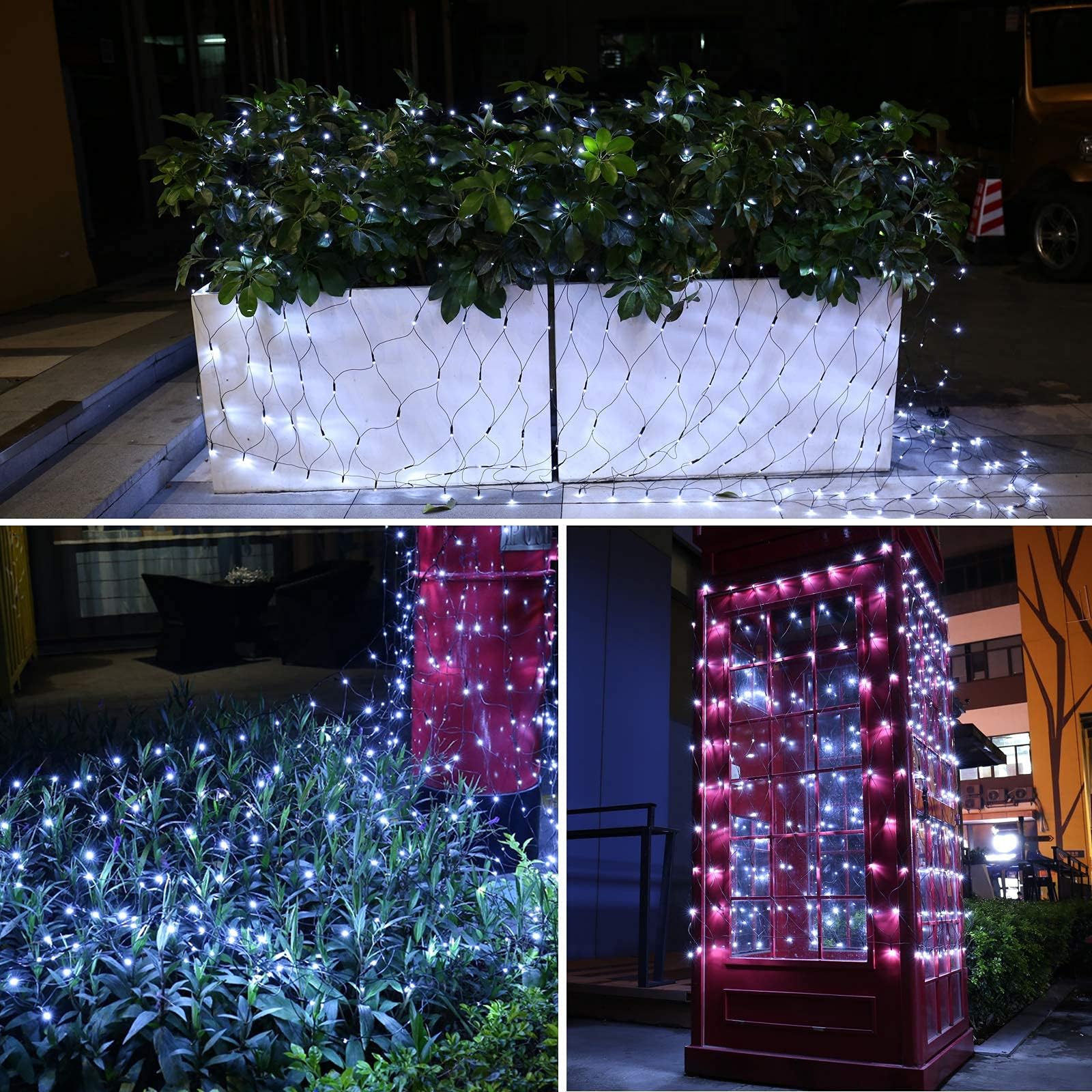 Joomer 12Ft X 5Ft 360 Led Christmas Net Lights, 8 Modes Bush Mesh Lights Connectable, Timer, Waterproof For Christmas Trees, Bushes, Garden, Outdoor Decorations (Green Wire, White)