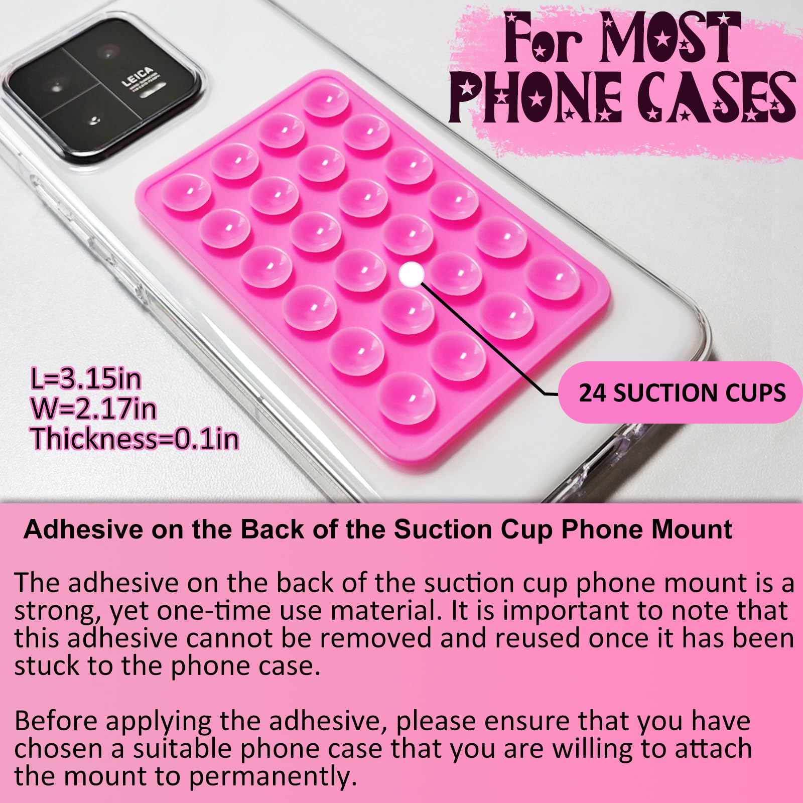 Pkyaa Silicone Suction Phone Case Mount, Silicon Adhesive Phone Accessory For Smartphones, Hands- Mirror Shower Phone Holder For Selfies, Tiktok Videos (Translucent)