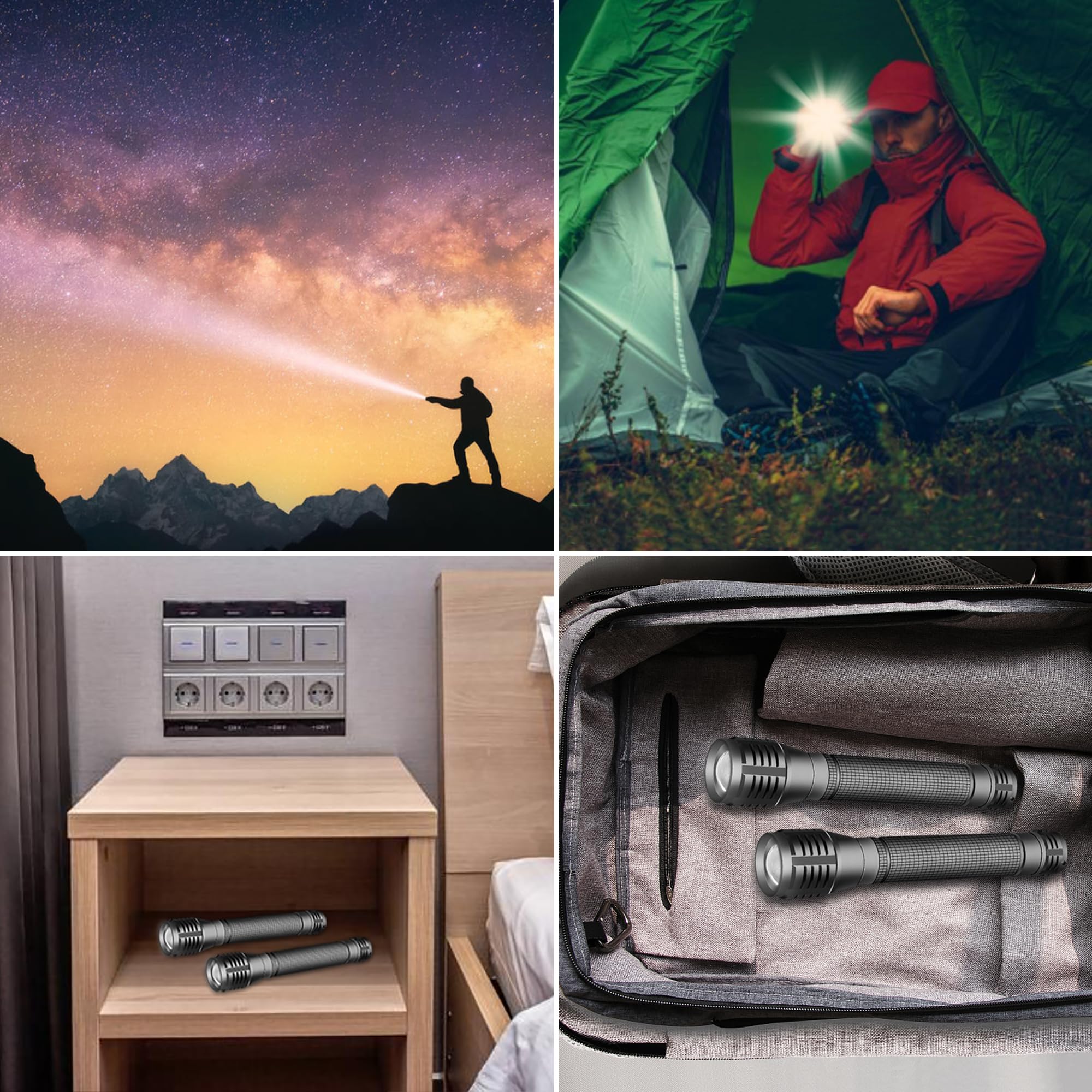 Hisonde 2000 Lumens Led Flashlight - Aa Battery Powered, 3 Modes, Zoomable Focus, Water Resistant - Perfect For Camping, Hiking, Emergency (Battery Not Included)