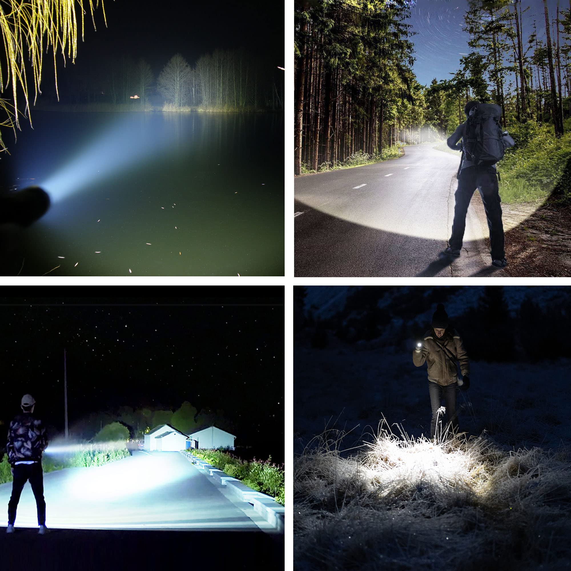 Kwznob Rechargeable Led Flashlights, 100000 High Lumens Super Bright Flashlights With 3 Modes Waterproof Zoomable Flash Light For Outdoor Emergency