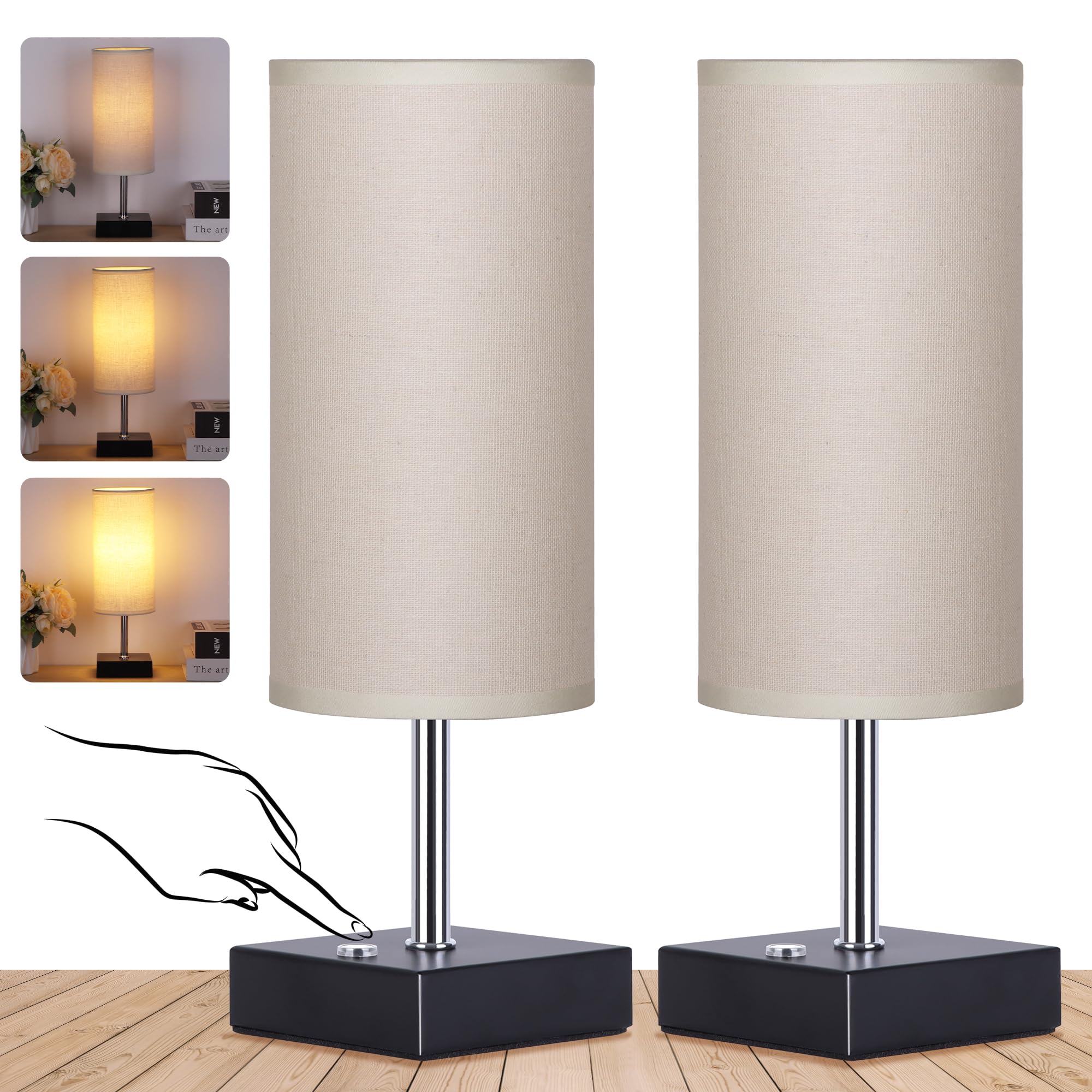 Plmmy Cordless Table Lamp, Battery Operated Lamp Touch Dimmable,Rechargeable Lamp For Nightstand, Battery Powered Wireless Table Lamp For Decor, Living Room, Dorm-2Pack