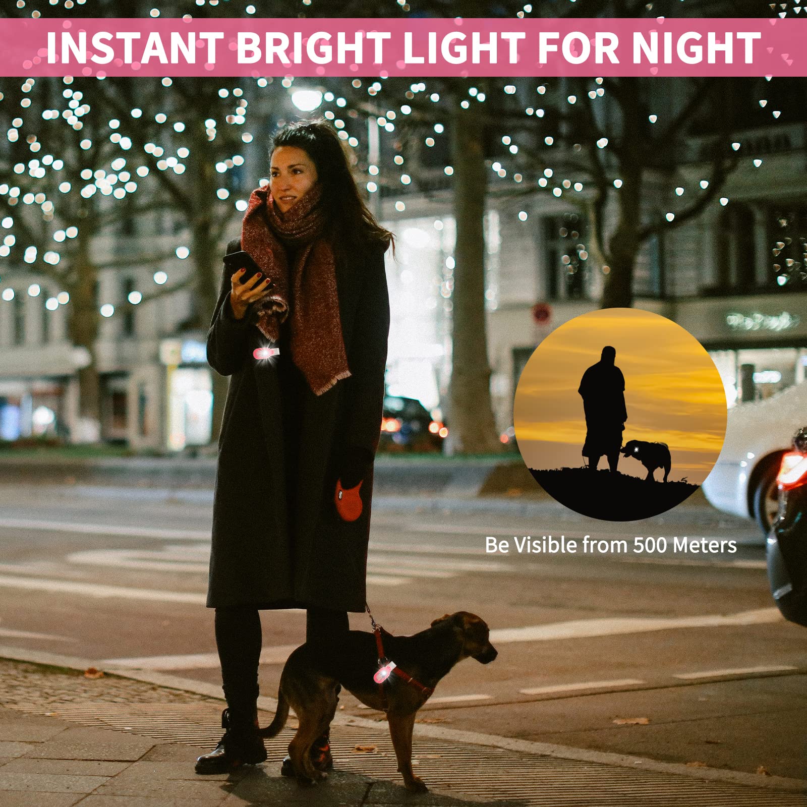 Laichu Rechargeable Nursing Night Light Nurse Nightshift Hands  Emergency Led Flashlight Clip On Running Lights For Walking Running Pets Outdoor Emergency(Pink)