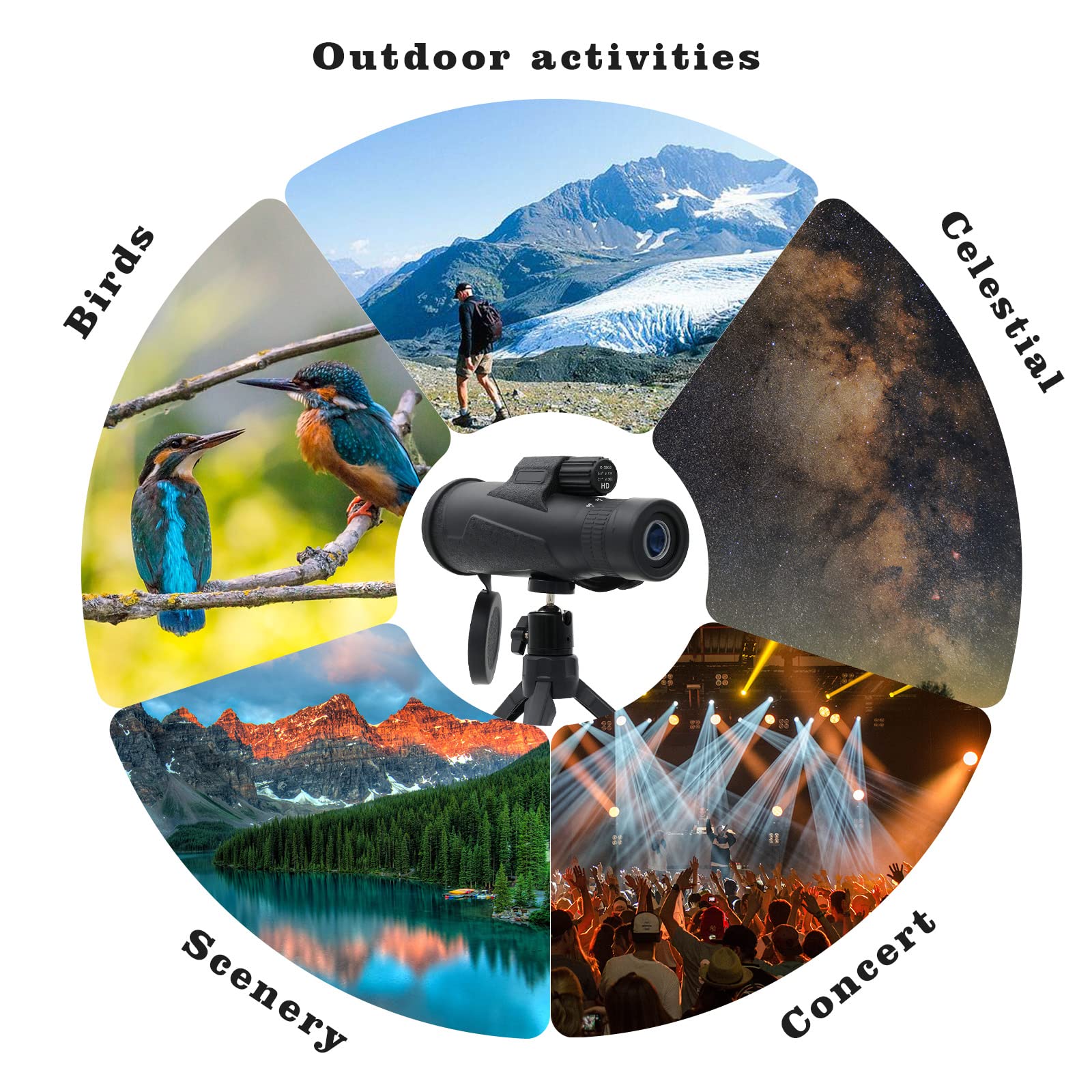 Wontocheer High Power Zoom Monocular Scope 10-30  50 With Smartphone Adapter Tripod Hand Strap, Compact Telescope For Hunting Bird Watching Travel Hiking With Bak4 High Definition Prism
