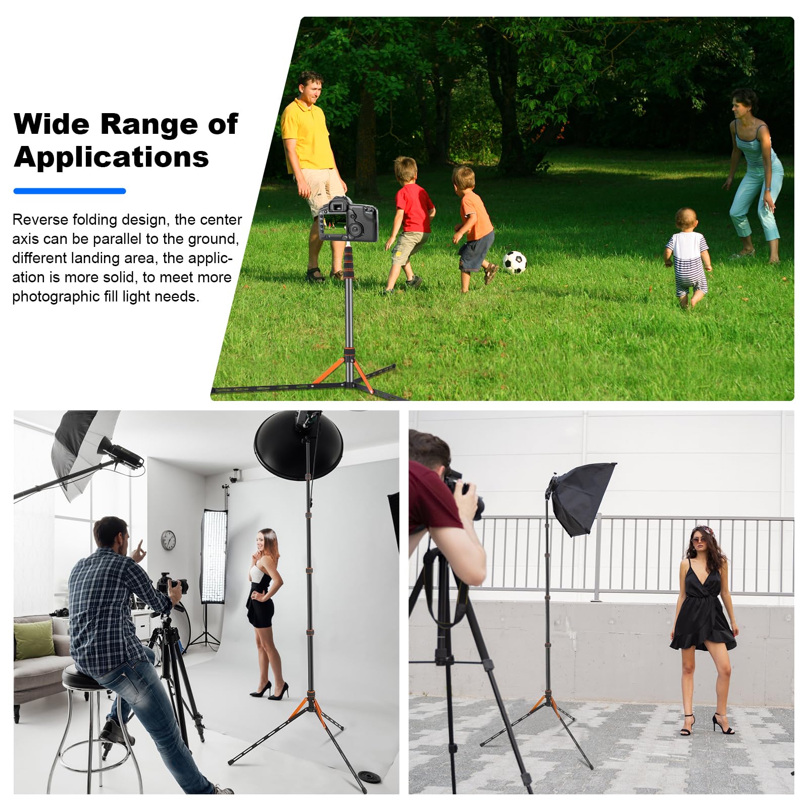 Soonpho Soopho Portable Photography Light Stand Adjustable 7Ft Aluminum Light Tripod Stand With 180° Reversible Leg Reversible Portable Studio Lighting Tripod ，Maximum Height 86.5“/220Cm For Flsah Softboxes