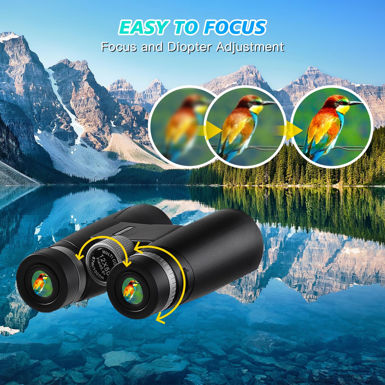 Oexluford 12X50 Hd Binoculars - Adults' High Power Binoculars With Clear Low Light Vision, Bak4 Prisms & Fmc Lens, Ideal For Hunting, Hiking & Bird Watching