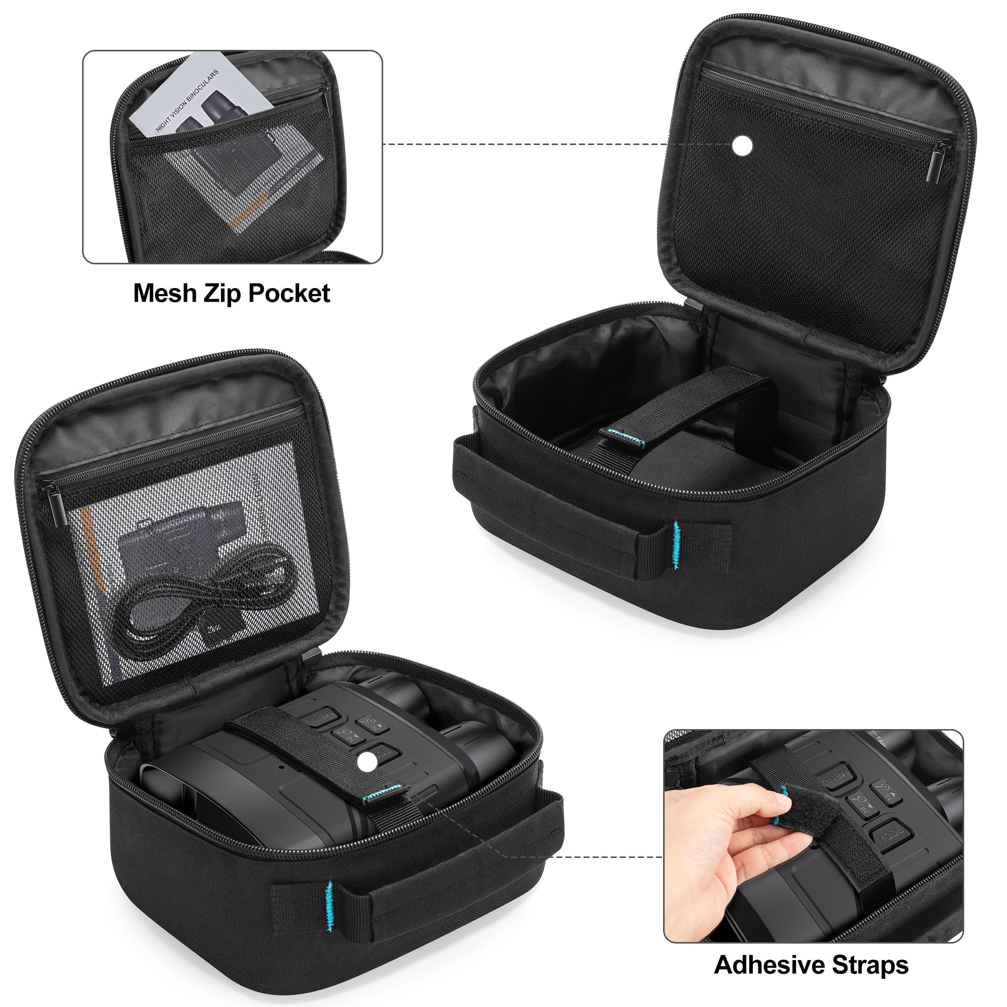 Curmio Night Vision Goggles Carrying Case, Storage Bag For UtilityNight Vision Binoculars, Sd Card And Data Cables, Black (Bag Only)