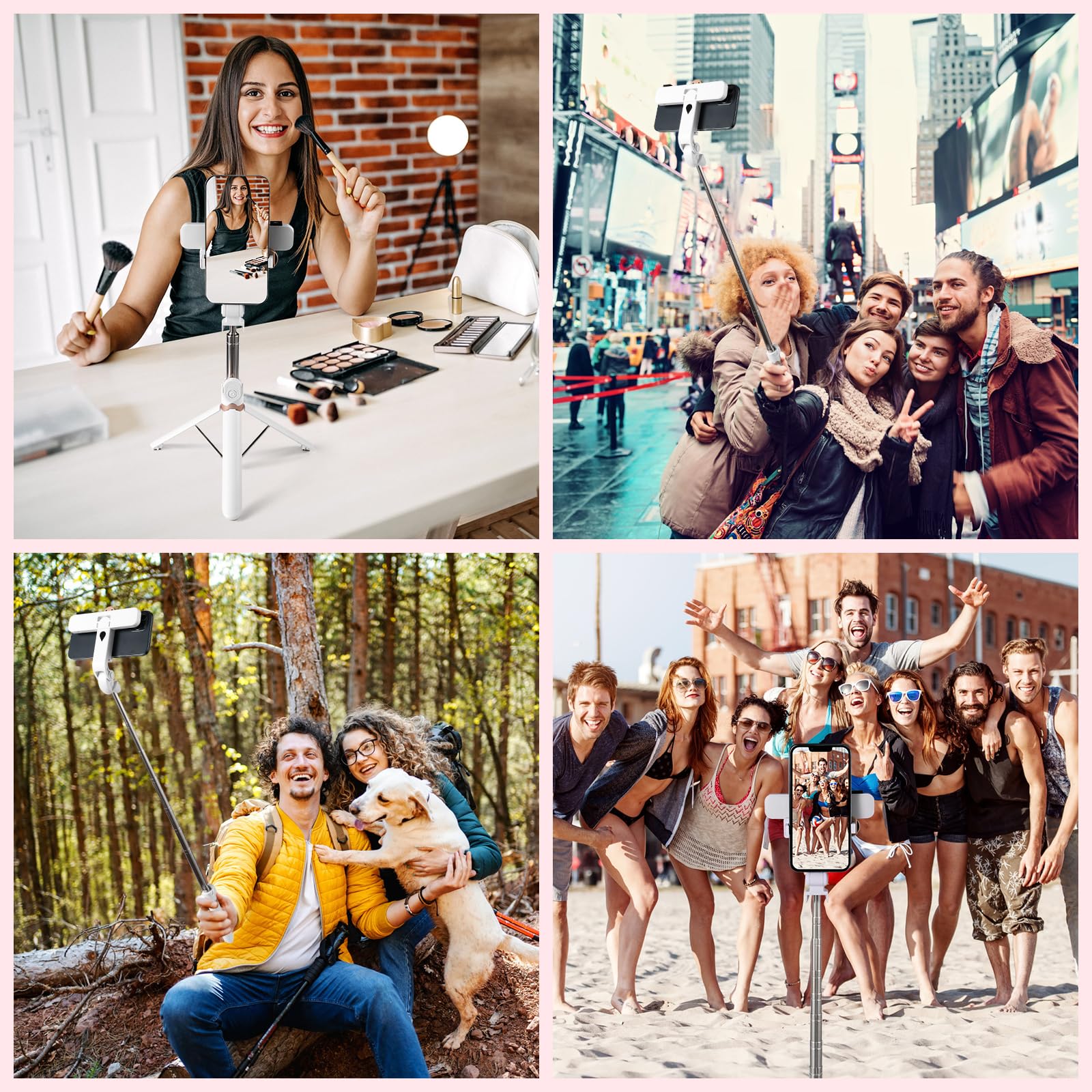 Mqouny Selfie Stick With Fill Light,Extendable Selfie Stick Rugged Tripod With Wireless Remote Compatible With Iphone 14 13 12 11 Pro Xs Max Xr X 8 7 6 Plus, Android Samsung Smartphone (White)