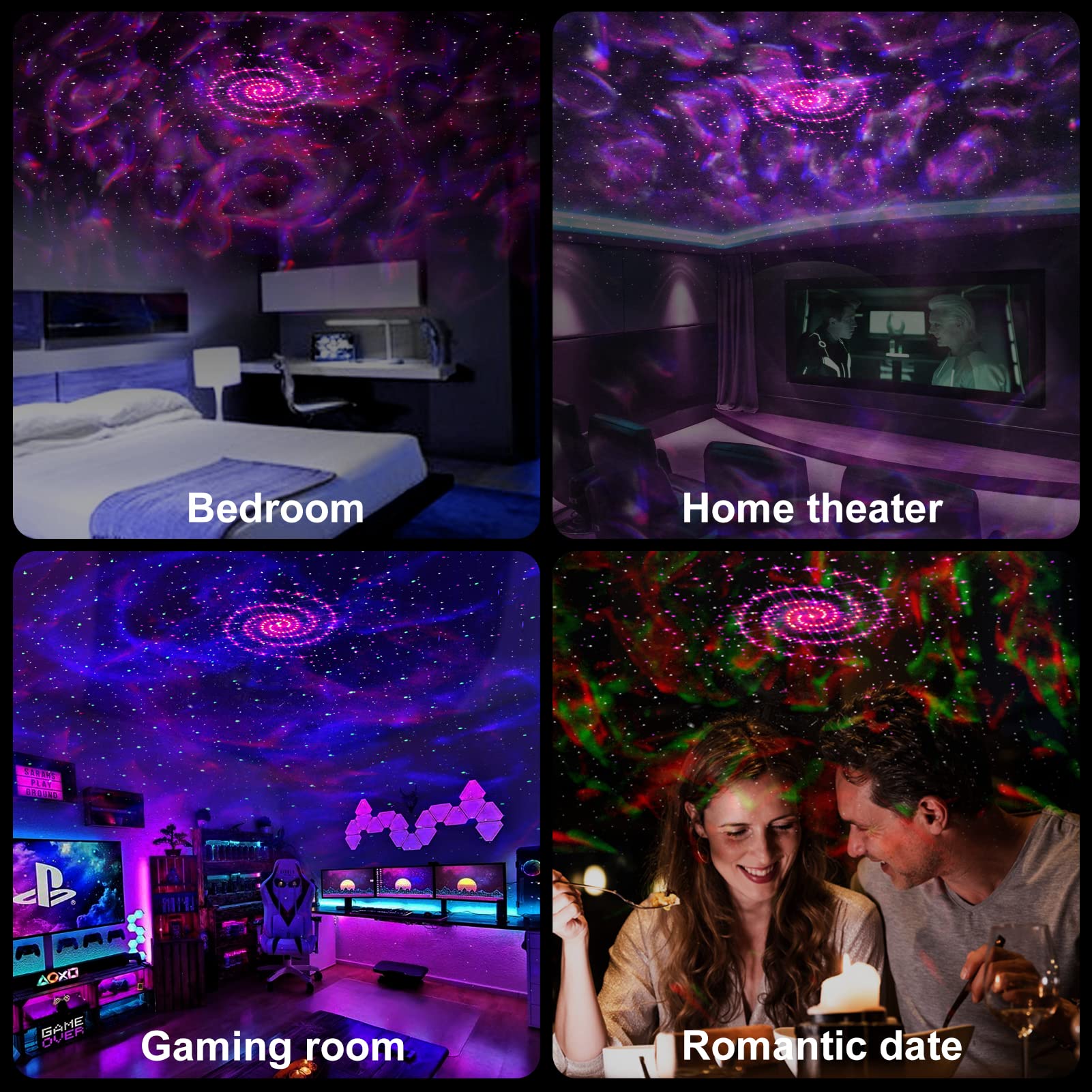 Syounda Star Projector 3 In 1 Galaxy Night Light Projector With White Noise And Bluetooth Speaker For Home Bedroom Decor, Remote Control, Christmas Birthday  For Kids Women Man - White