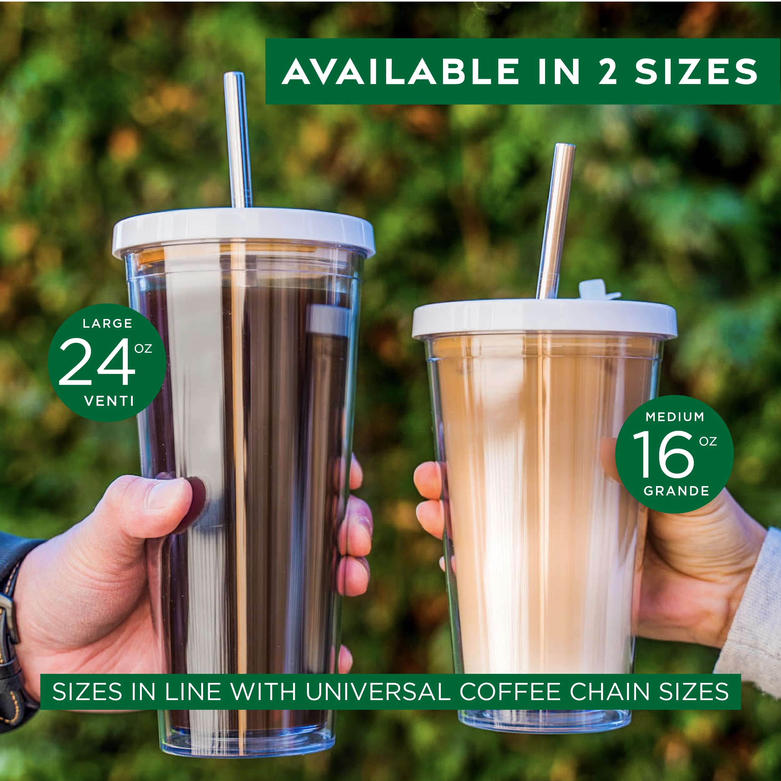Reusable Iced Coffee Cup (24 Oz/Venti), Leak Proof And Double Wall Insulated Iced Coffee Tumbler