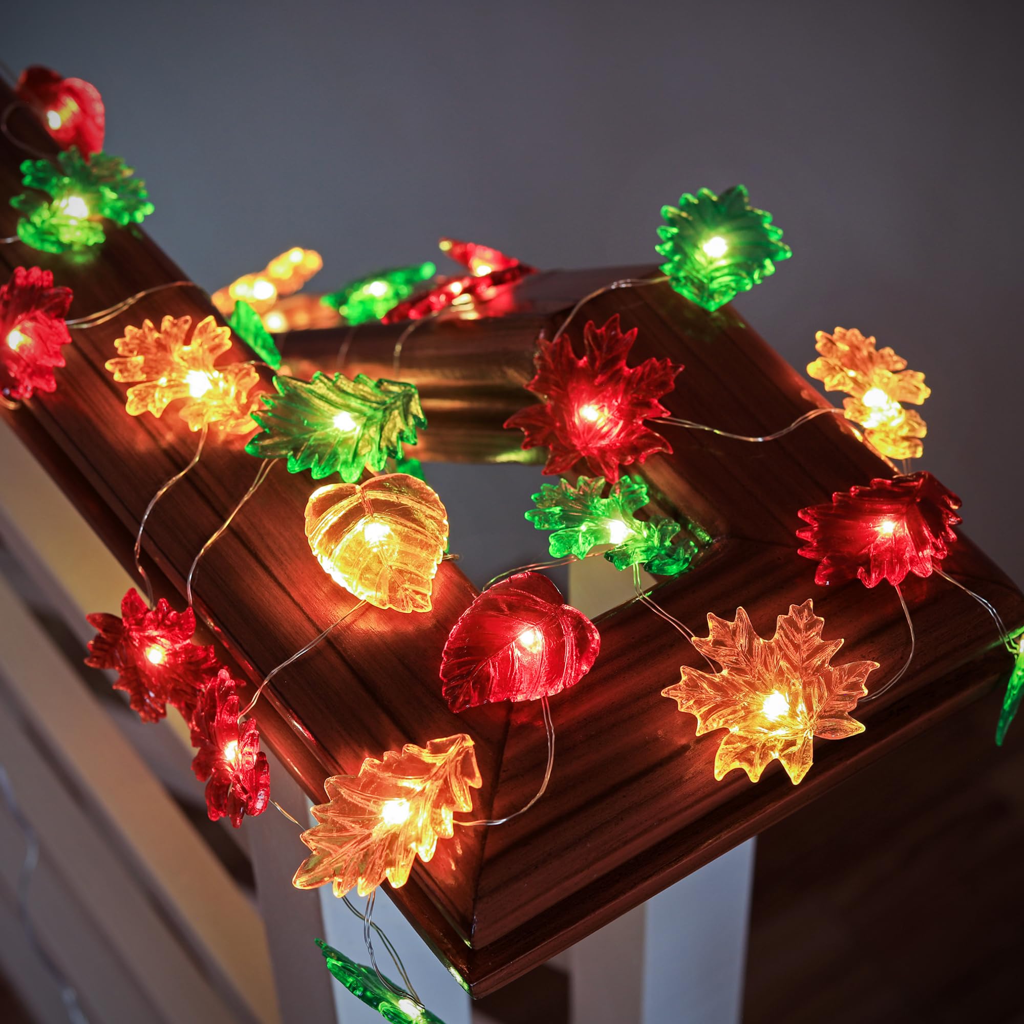 Jashika Solar String Lights Fall Forest Leaf Lights Outdoor Garden Tree Decor Thanksgiving Decorative Lights Autumn Light Up Maple Oak Leaves Decorations Harvest Garland 14Ft 40Led Balcony Pathway Bush Decor