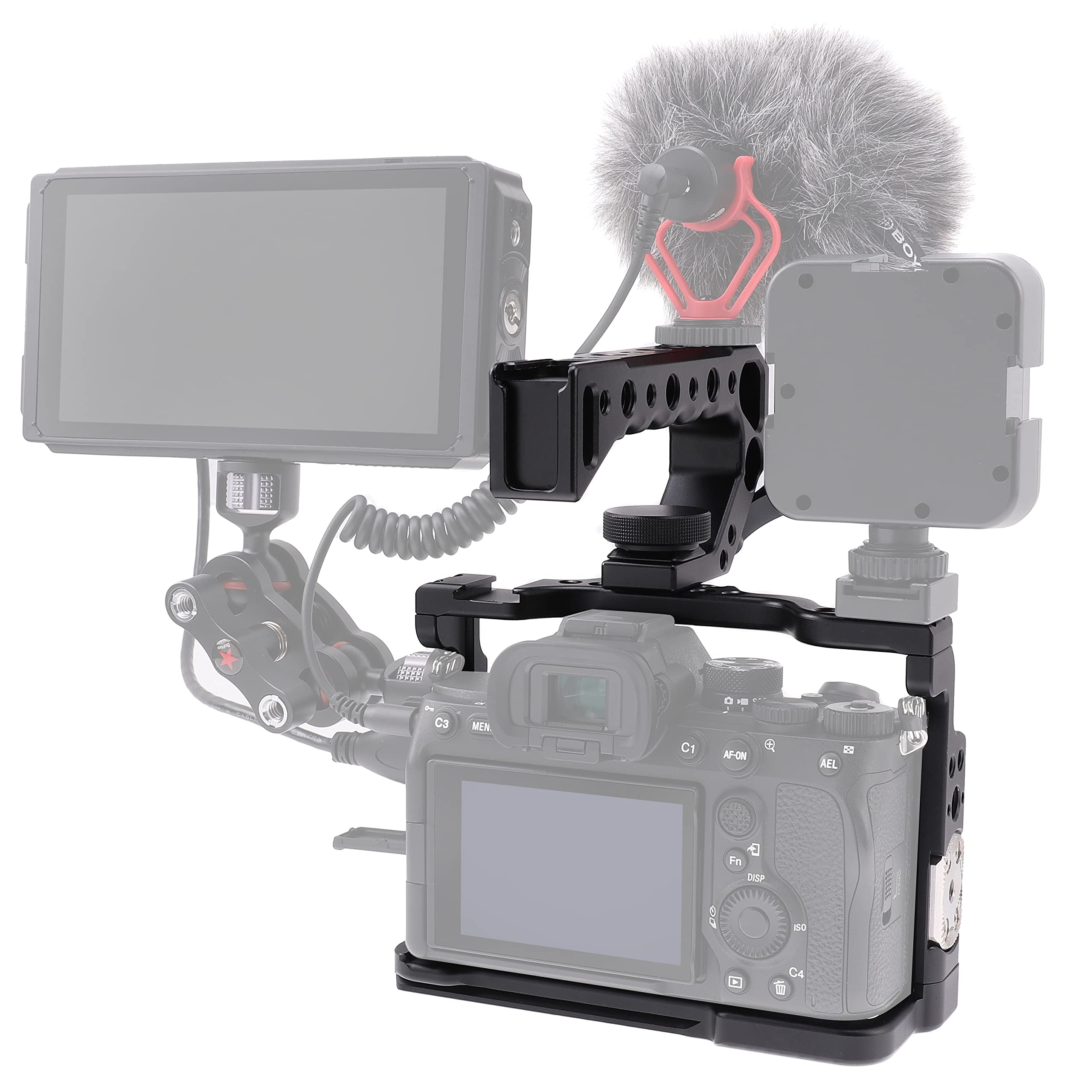 Fotga Jlwin Alloy Aluminum Camera Cage Bracket Stabilizer + Top Handle For Sony A7Iv A7 Mark Iv A7M4 A7Siii Mirrorless Camera Video Film Making Compatible With Arca Swiss Clamp