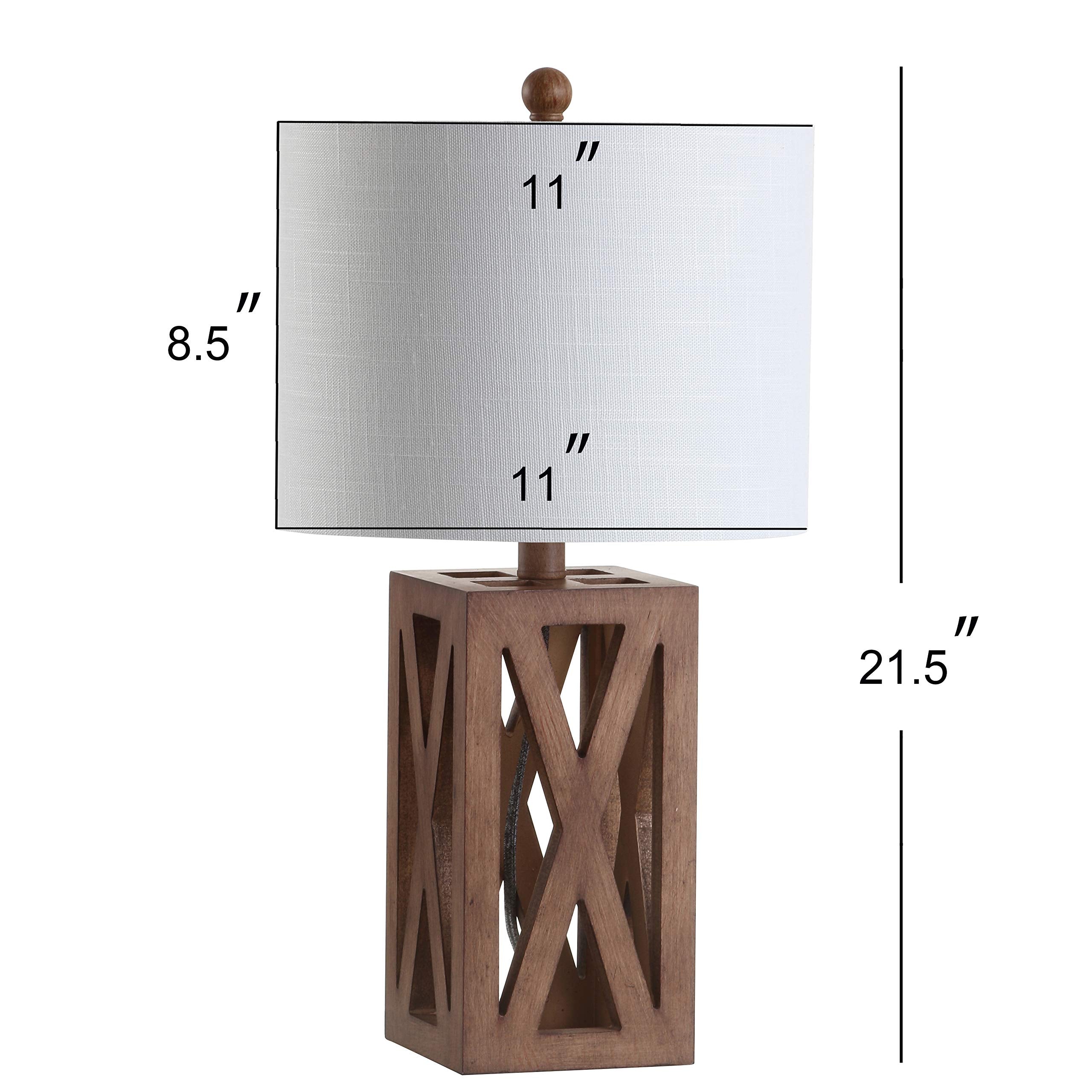 Jonathan Y Jyl1062A Stewart 21.5" Wood Led Table Lamp Industrial French Country Rustic Bedside Desk Nightstand Lamp For Bedroom Living Room Office College Bookcase Led Bulb Included, Brown