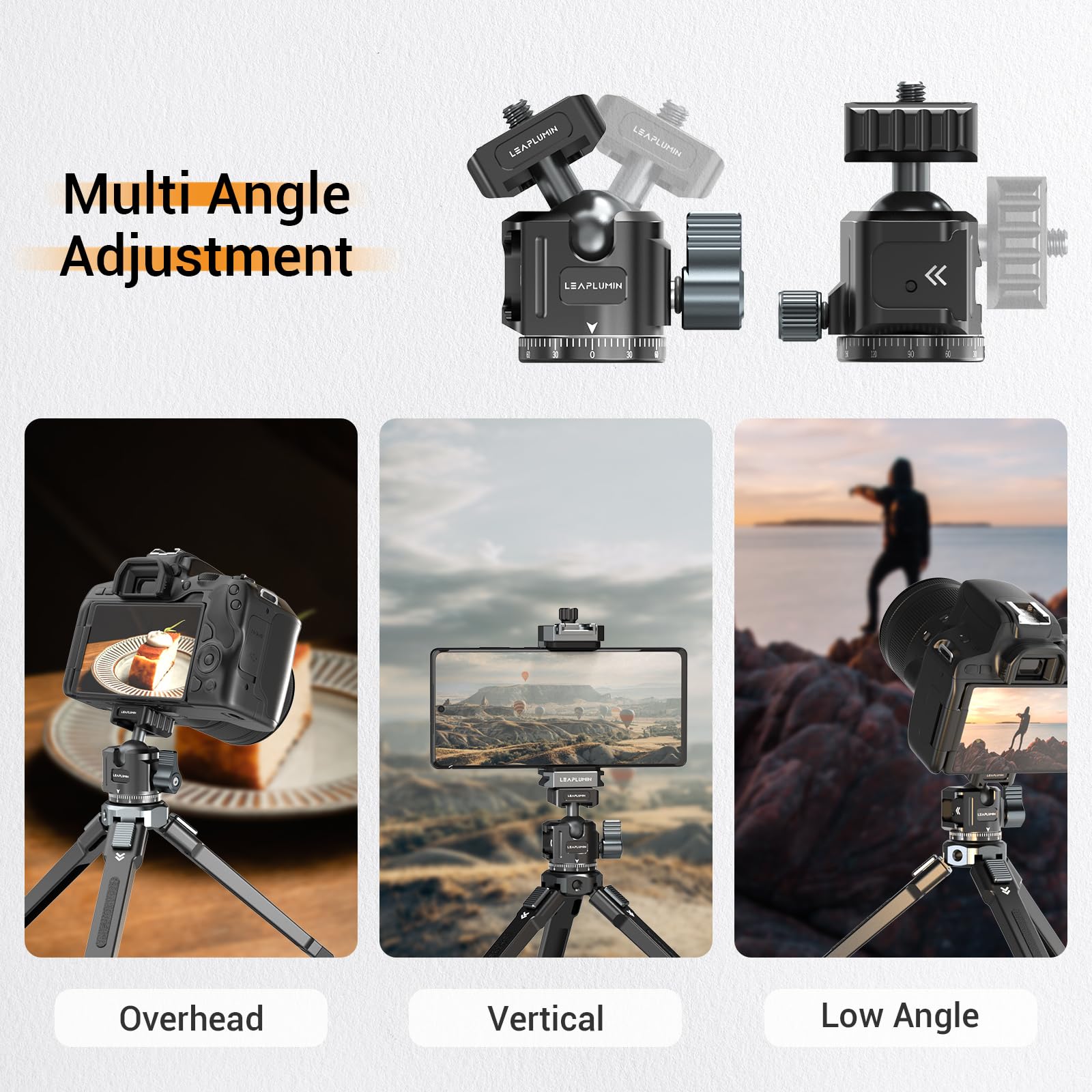 Leaplumin Tripod Mount Adapter With Ball Head, Aluminum Tripod Mount Holder For Tablet,Tablet Tripod Mount With 1/4" Screw,Universal Tripod Mount For Ipad Mini,Compatible With 4.7"-12.9" Most Tablet
