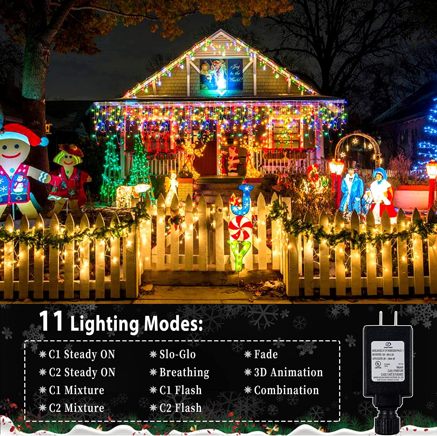 Kno Knochristmas Lights Outdoor Color Changing 400 Led 33Ft 11 Modes Curtain Fairy String Light With 75 Drops, Clear Wire Led Lights For Wedding Party Holiday Christmas (Warm White To Multicolor)