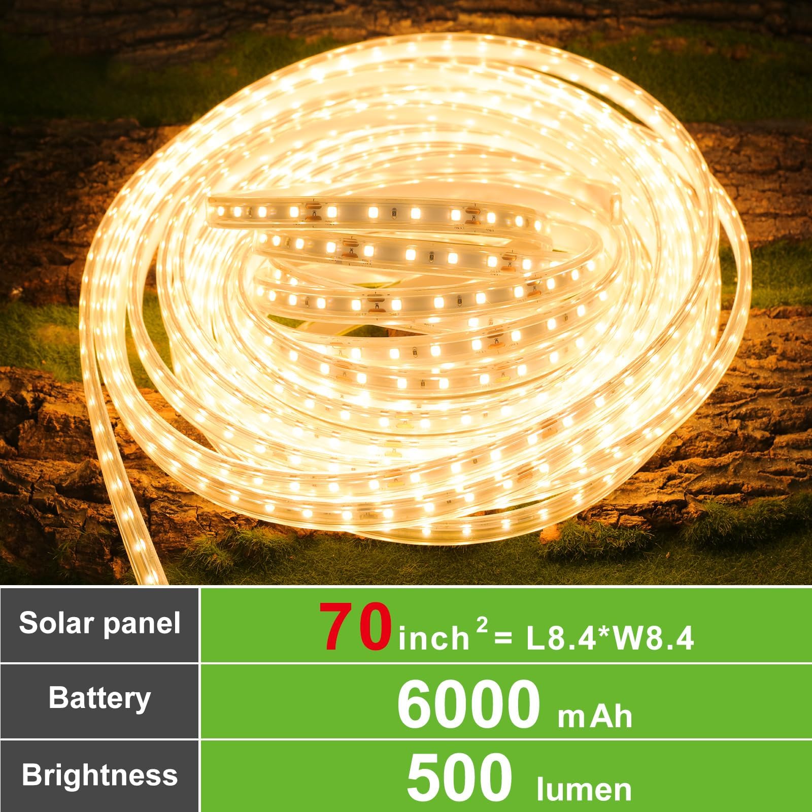 Lightonight Solar Strip Lights Outdoor, Led Strip Lights Solar Powered 6000Mah 32.8Ft 800 Led, Dust To Dawn Solar Strip With Remote Auto On/Off For Deck House Garden Balcony Pool(Warm White)