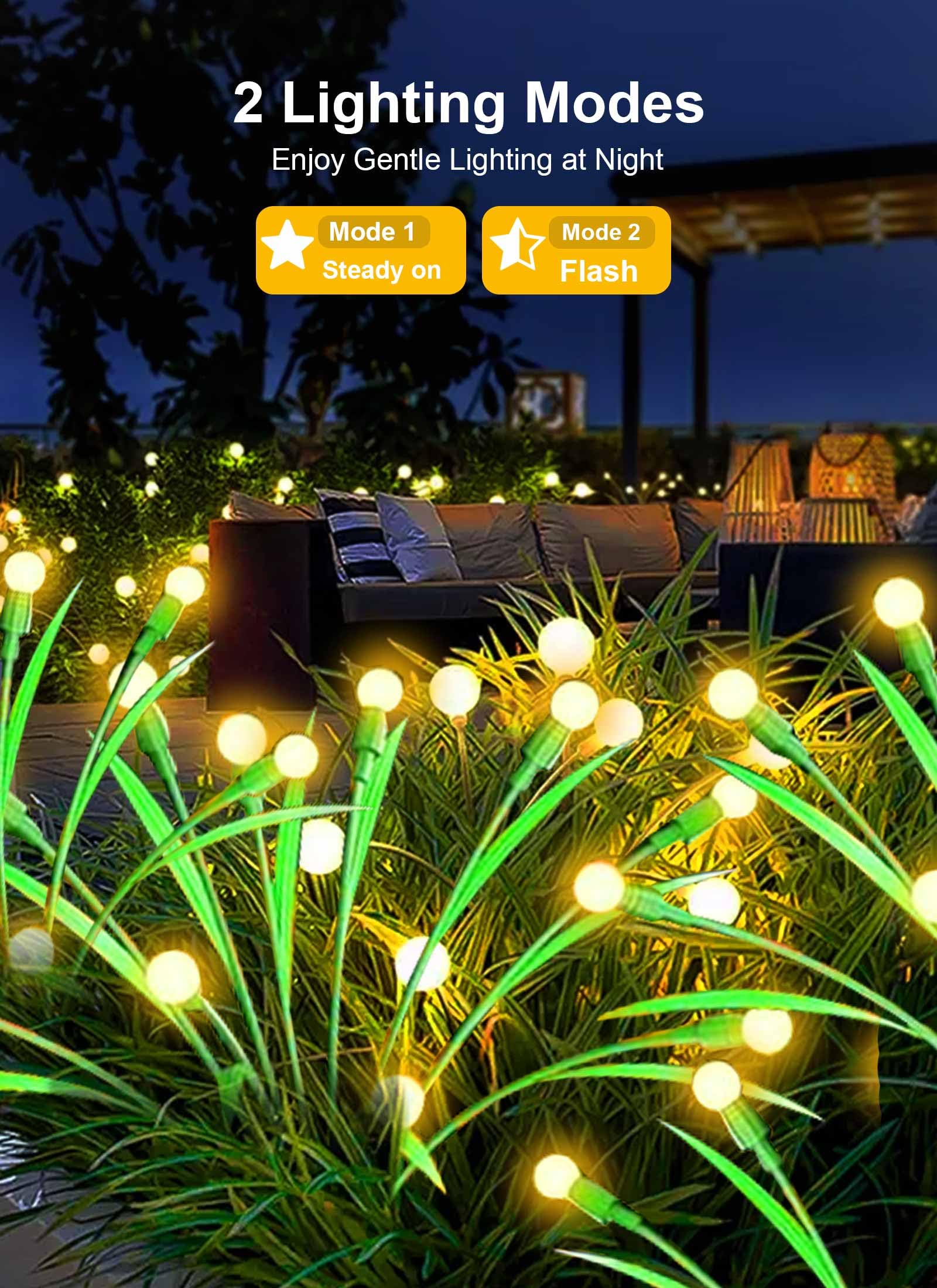 Zgwj Solar Garden Lights, Solar Swaying Light, Solar Outdoor Lights Firefly Lights For Patio Pathway Outdoor Decor (Warm White, 4 Pack), D2-24Ffl