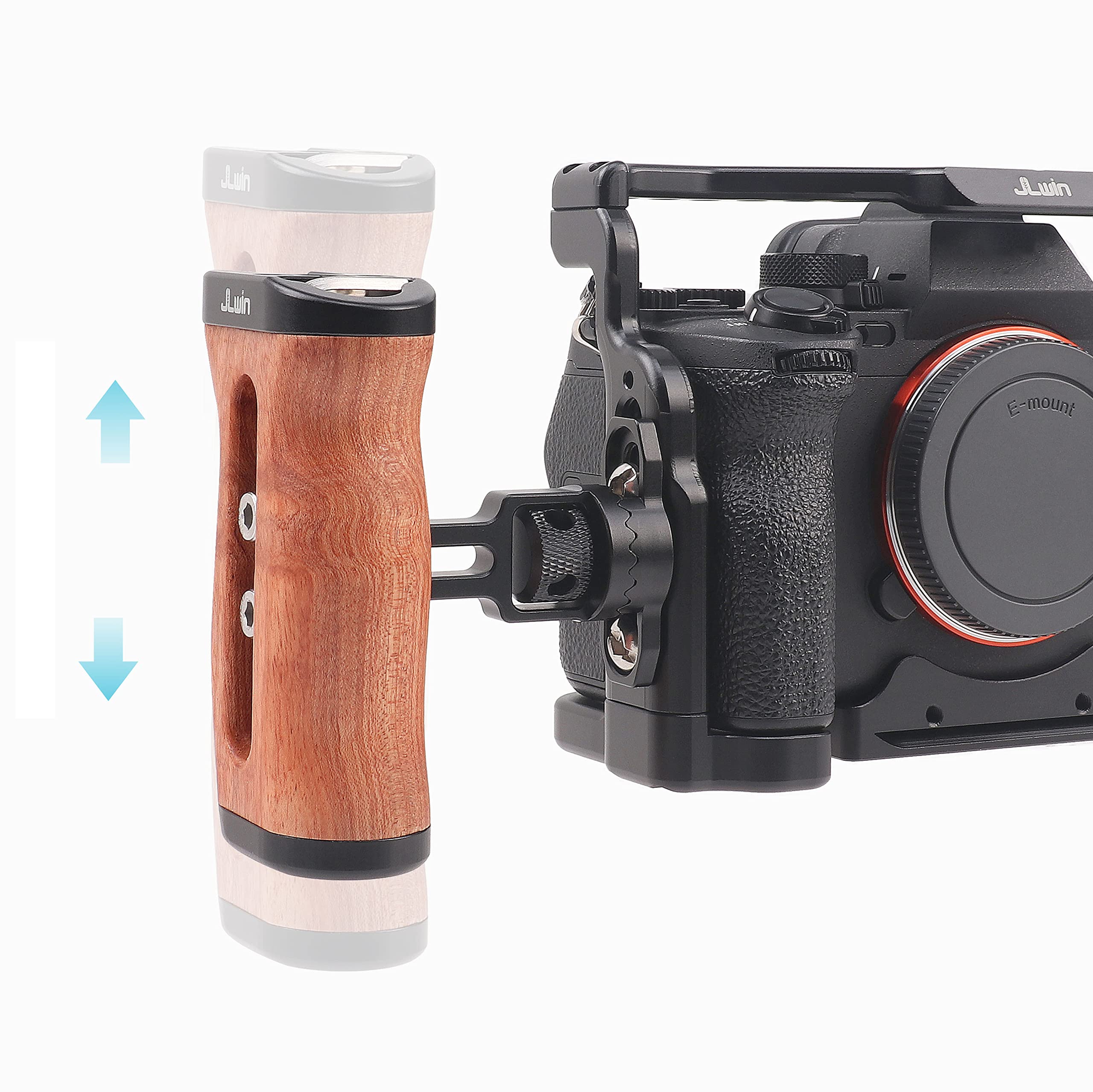 Jlwin Wooden Side Handle With Quick Release Rosette Mount For Dslr Camera Cage
