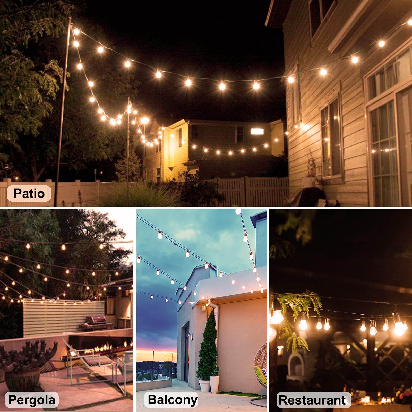 Alitade 2 Pack X 27Ft Outdoor String Lights, S14 Led, Ip65 Waterproof, Connectable, Warm White, For Patio, Edison Vintage, 918Ft Maximum, Shatterproof