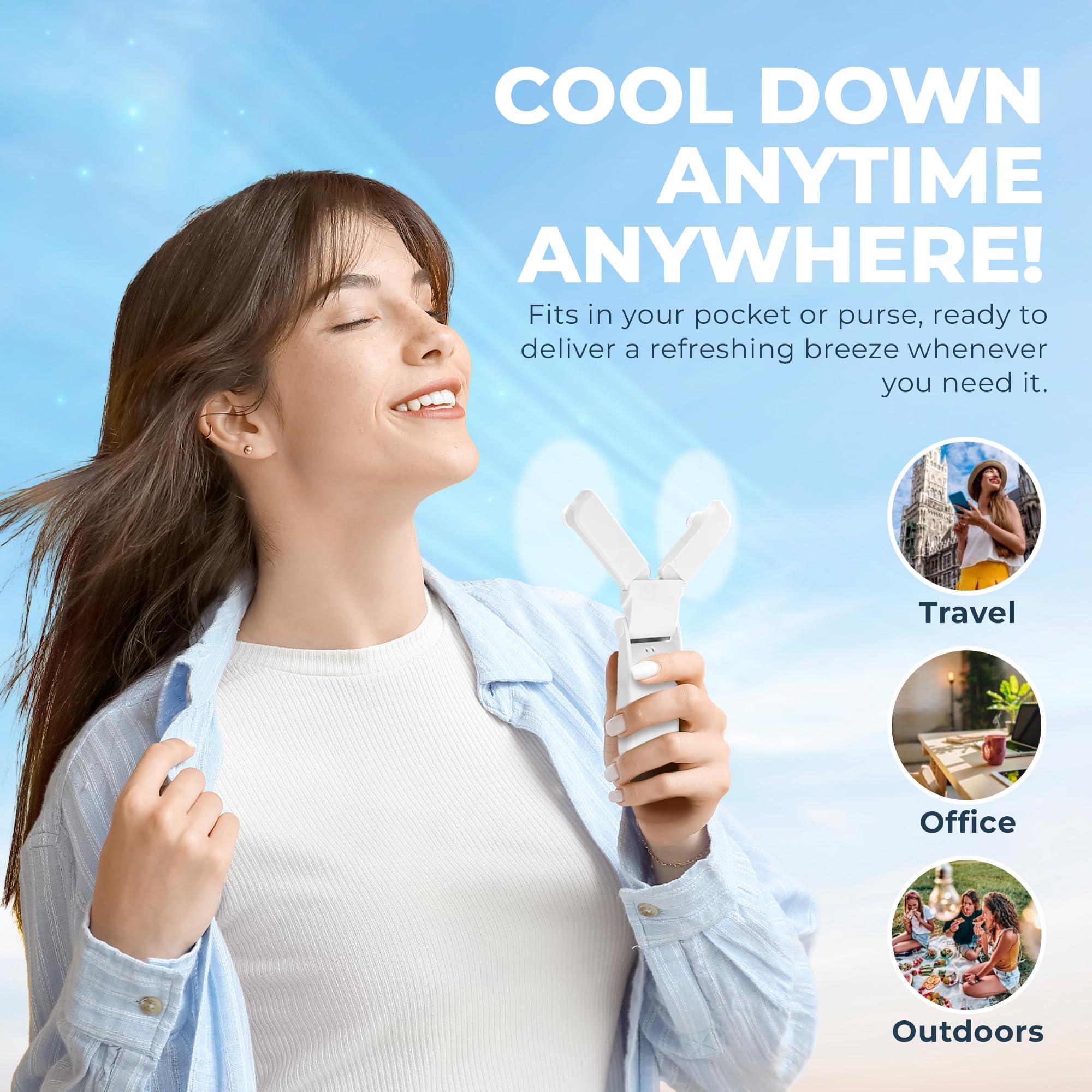 Portable Mini Handheld Fan, Foldable, Usb Rechargable Battery, Two Wind Speeds, Travel, Outdoors
