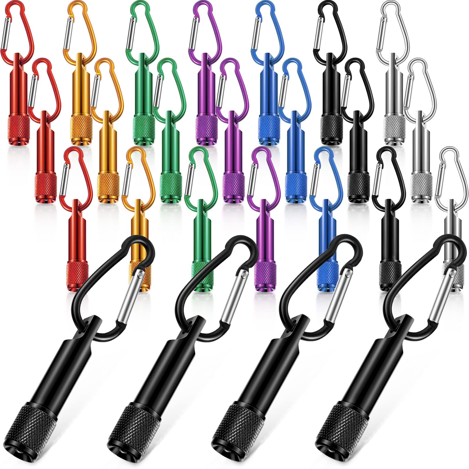 Chengu 25 Pack Mini Keychain Flashlights Bulk With Carabiner Pocket Handheld Flashlight For Camping Hiking Outdoor Activity(Multi Color)