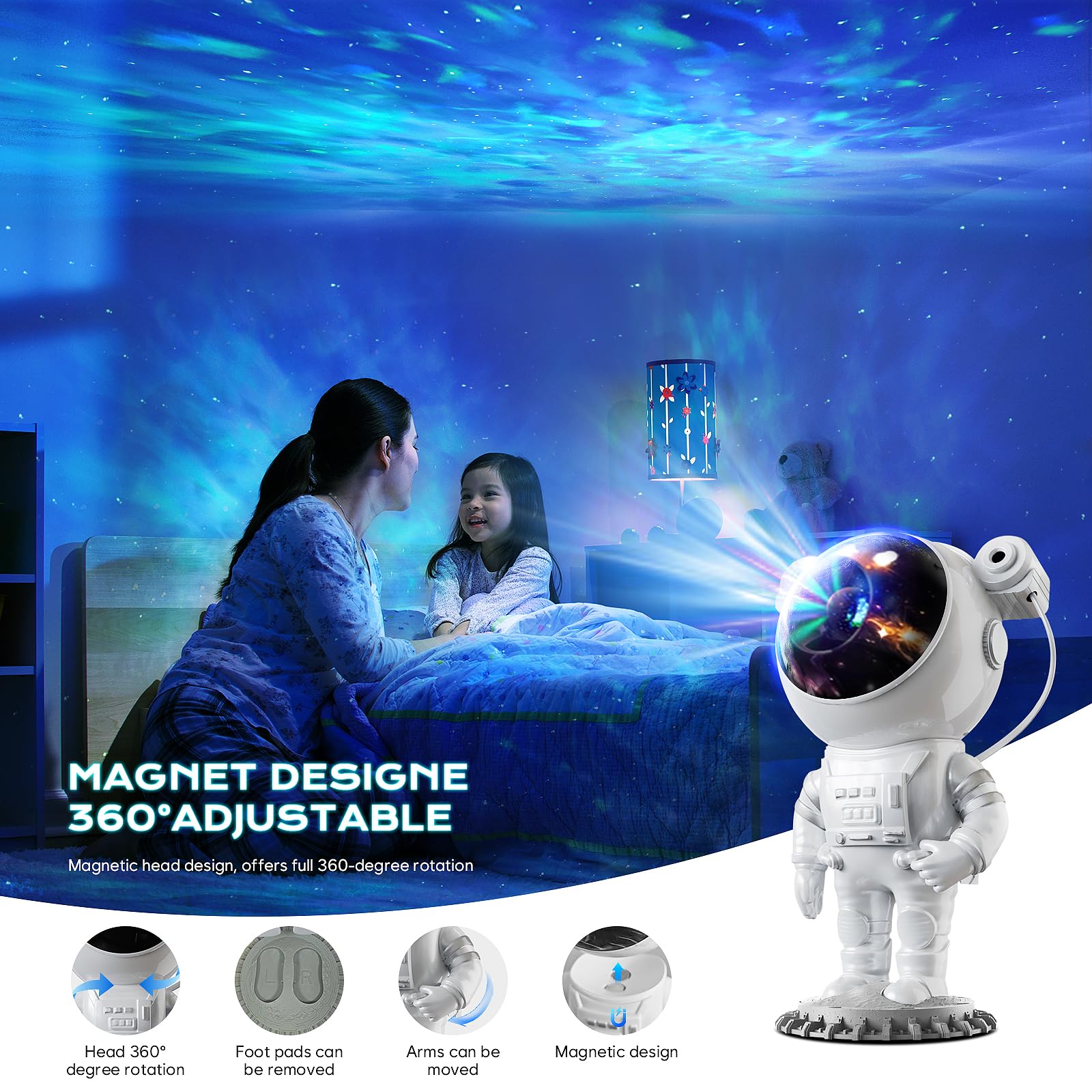 Lpongpocui Astronaut Galaxy Projector Starry Night Light, Astronaut Light Projector With Nebula, Space Star Projector With Timer & Remote Contro, Room Decor,  For Kids, Adults, Christmas, Birthday