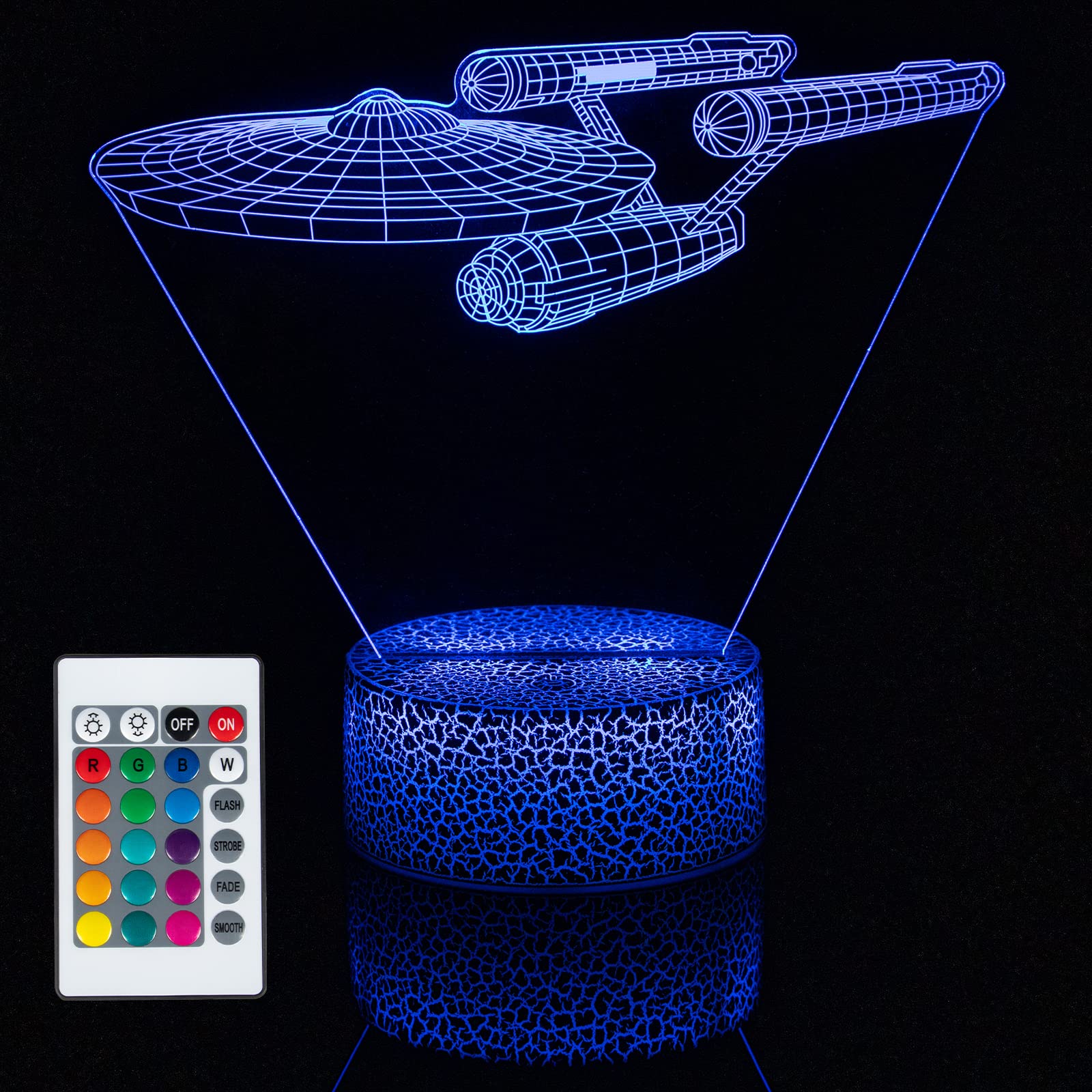 Smalody Night Lights 3D Optical Illusion Multi-Colored Change Touch Controlled Desk Lamp Battleship Bedside Lamp Christmas And Birthday