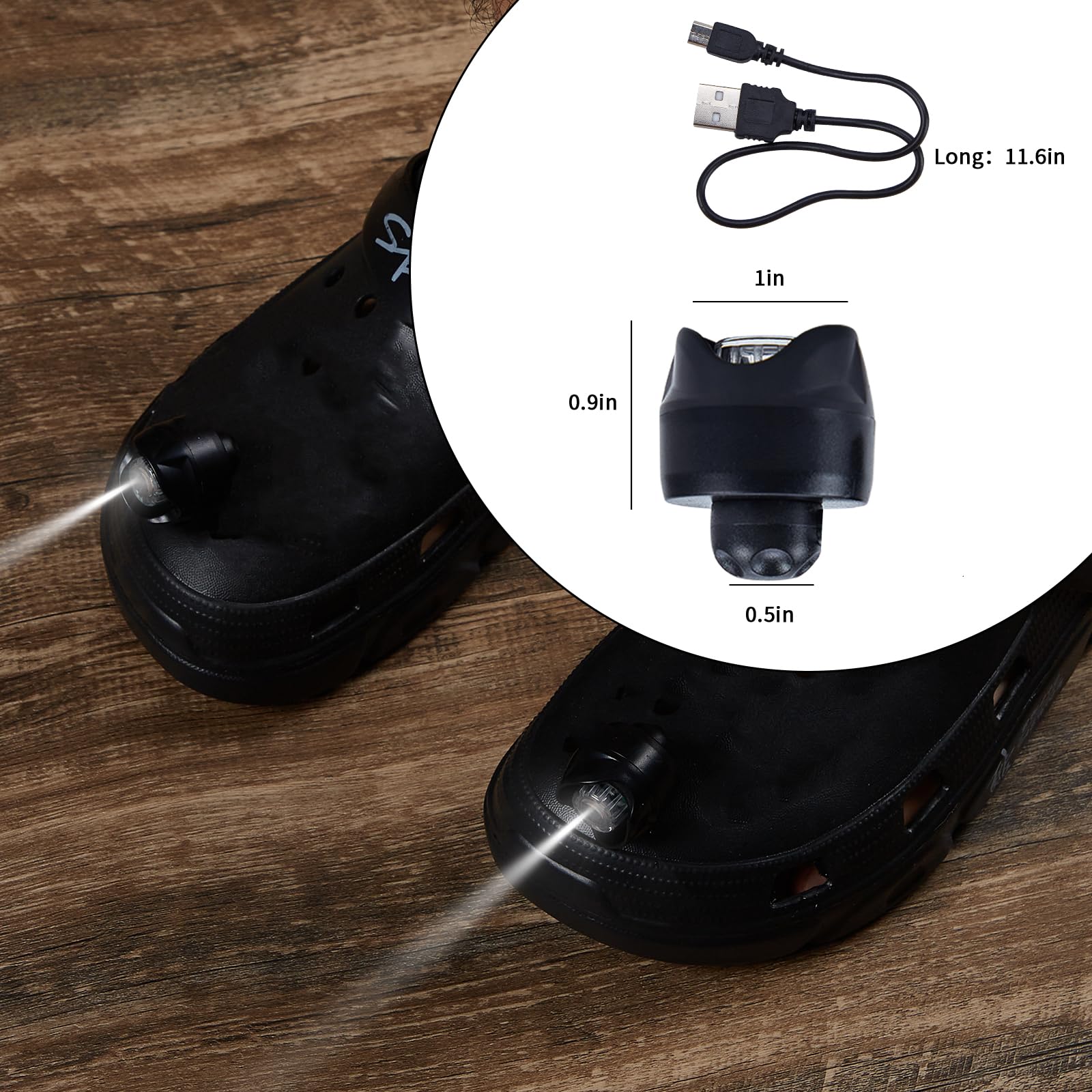 Chefensty Rechargeable Led Clogs Shoes Light 2 Pcs,For Headlights For Croc 72 Hours In The Dark,For Dog Walking,Handy Camping,Night Running