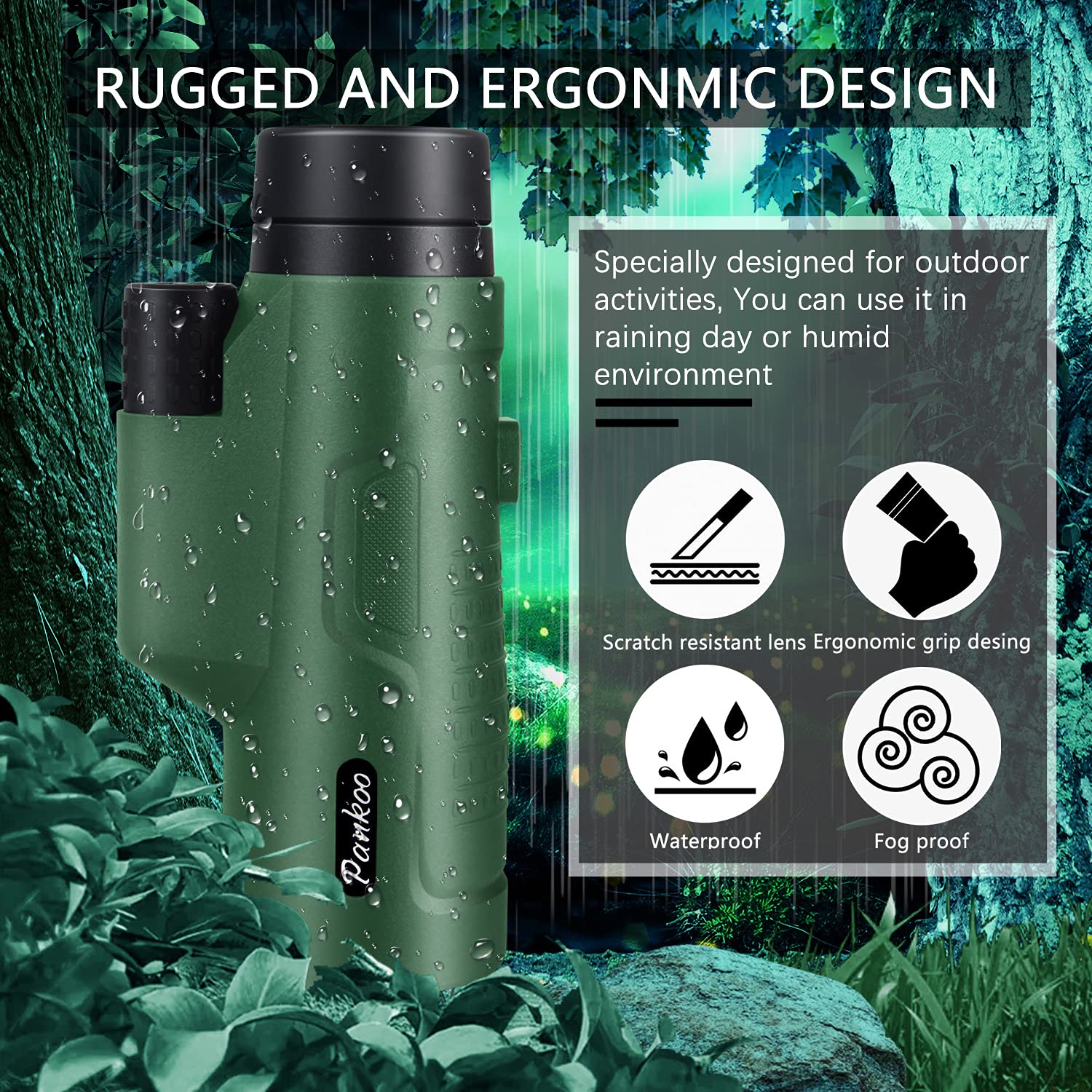 Pankoofamily 12X50 Hd Monocular High Power Monocular Telescope For Adults, Monoculars For Wildlife Bird Watching Hunting Camping Travel Scenery With Smartphone Holder & Tripod