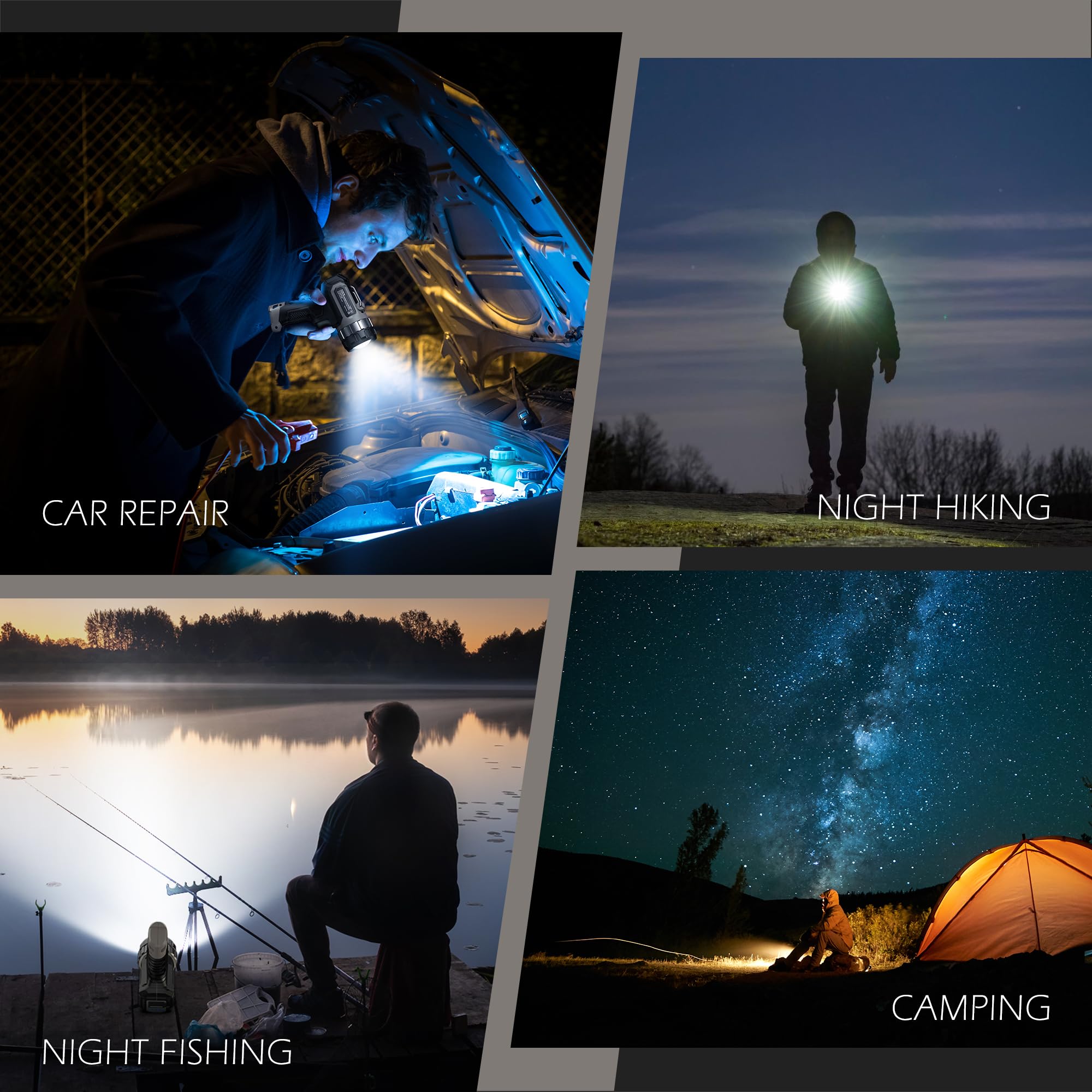 Forto Compact Rechargeable Spotlight With Adjustable Focus, Handheld Spotlight With Stand, 823M Range, 3 Light Modes And Led Spot Lights Outdoor For Boating Hunting Camping Hiking，1400 Lumens