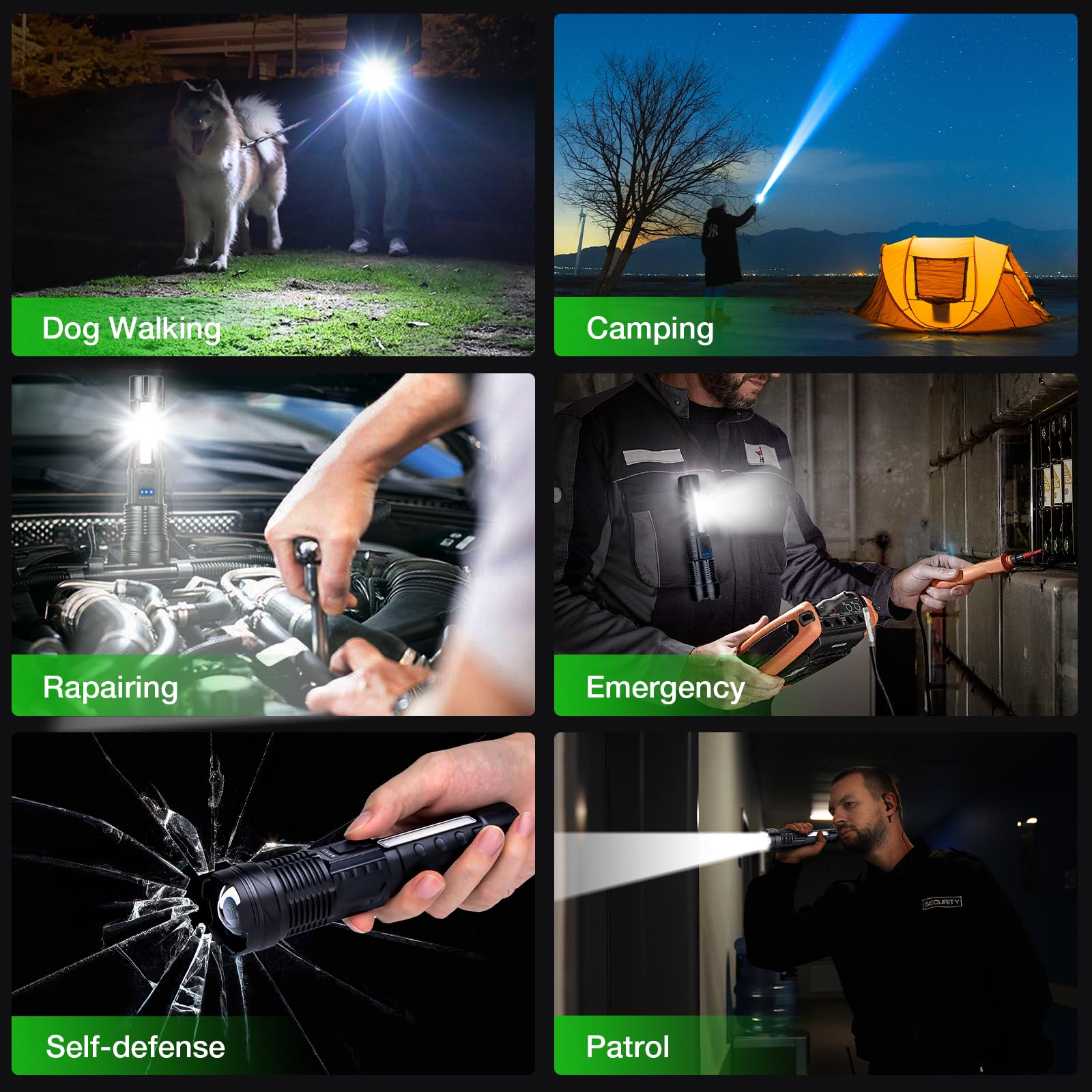 Peascat Flashlight High Lumens Rechargeable 2 Packs, 1,000,000 Lumens Super Bright Led Battery Powerful Handheld Flashlights With 7 Modes, Cob Side Light, Usb C, Zoomable, Waterproof For Emergencies