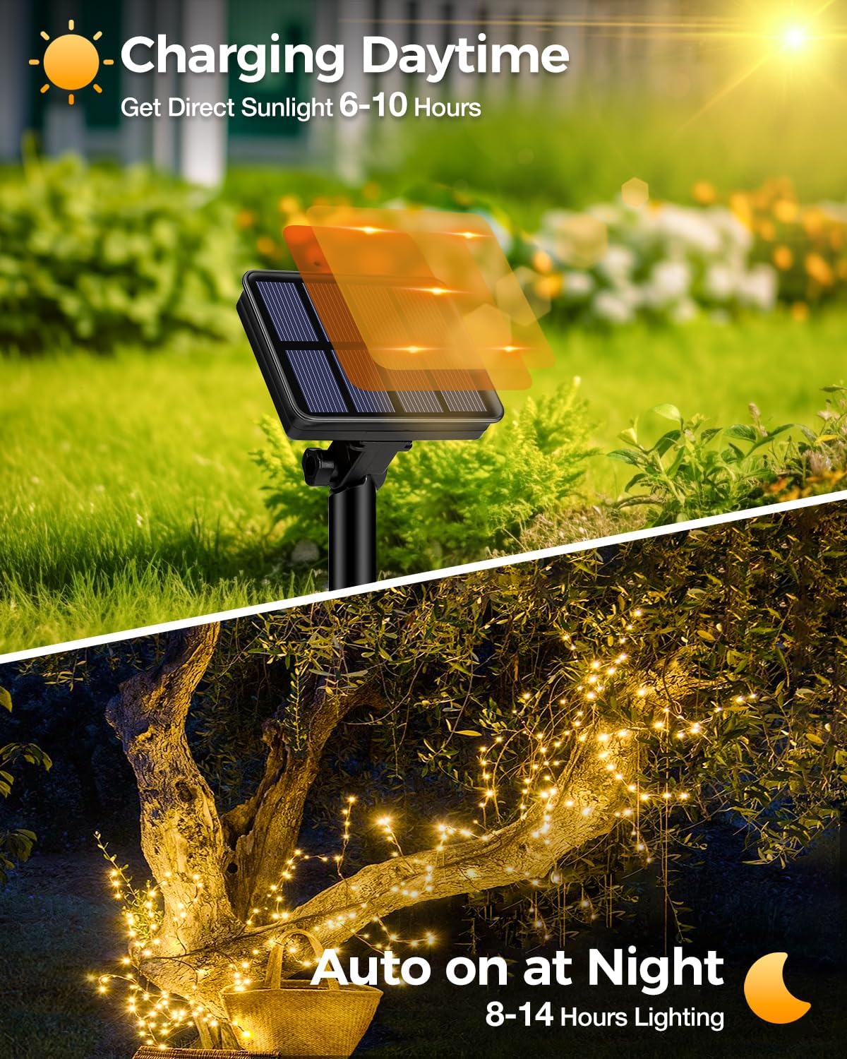 Bitjam 3 Pack Solar Fairy Lights For Outside Waterproof, Total 147Ft 450Led Solar String Lights Outdoor 8 Modes Solar Twinkle Lights For Garden Yard Christmas Tree Wedding Party Decor, Warm White